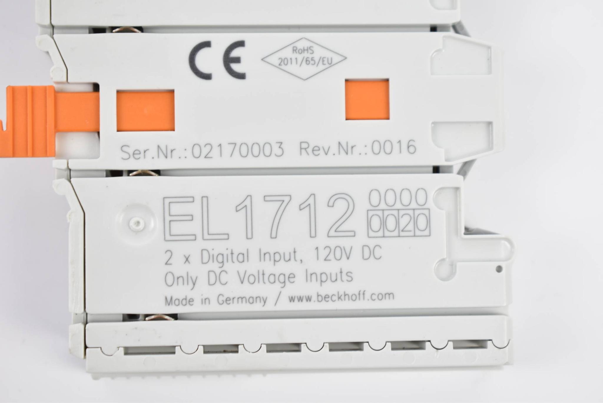 Produktfoto 2 von Beckhoff EtherCAT-Klemme 2 Kanal Digital Eingang EL1712-0020