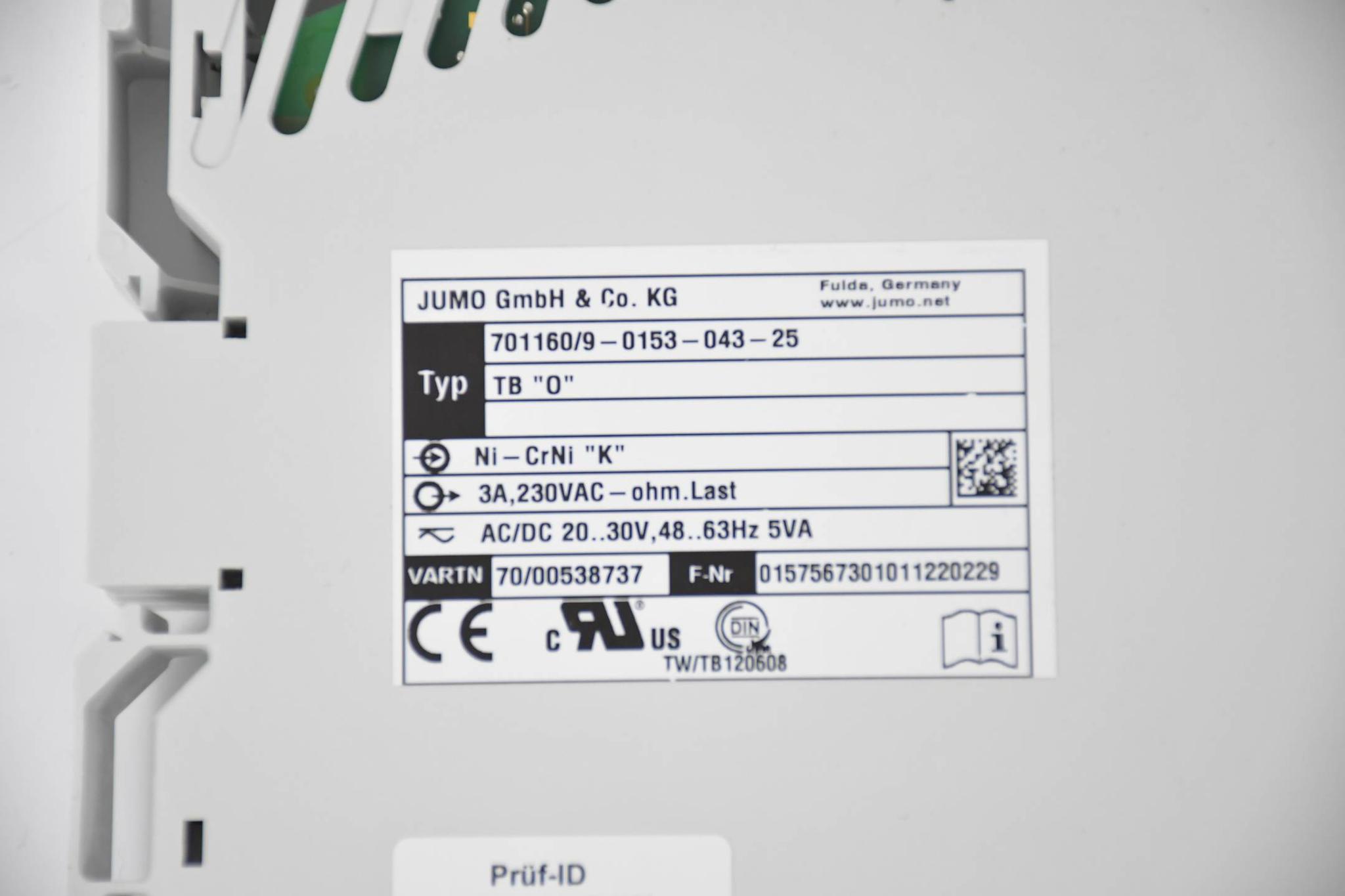 Produktfoto 1 von Jumo TB "0" Temperaturbegrenzer 701160/9-0153-043-25