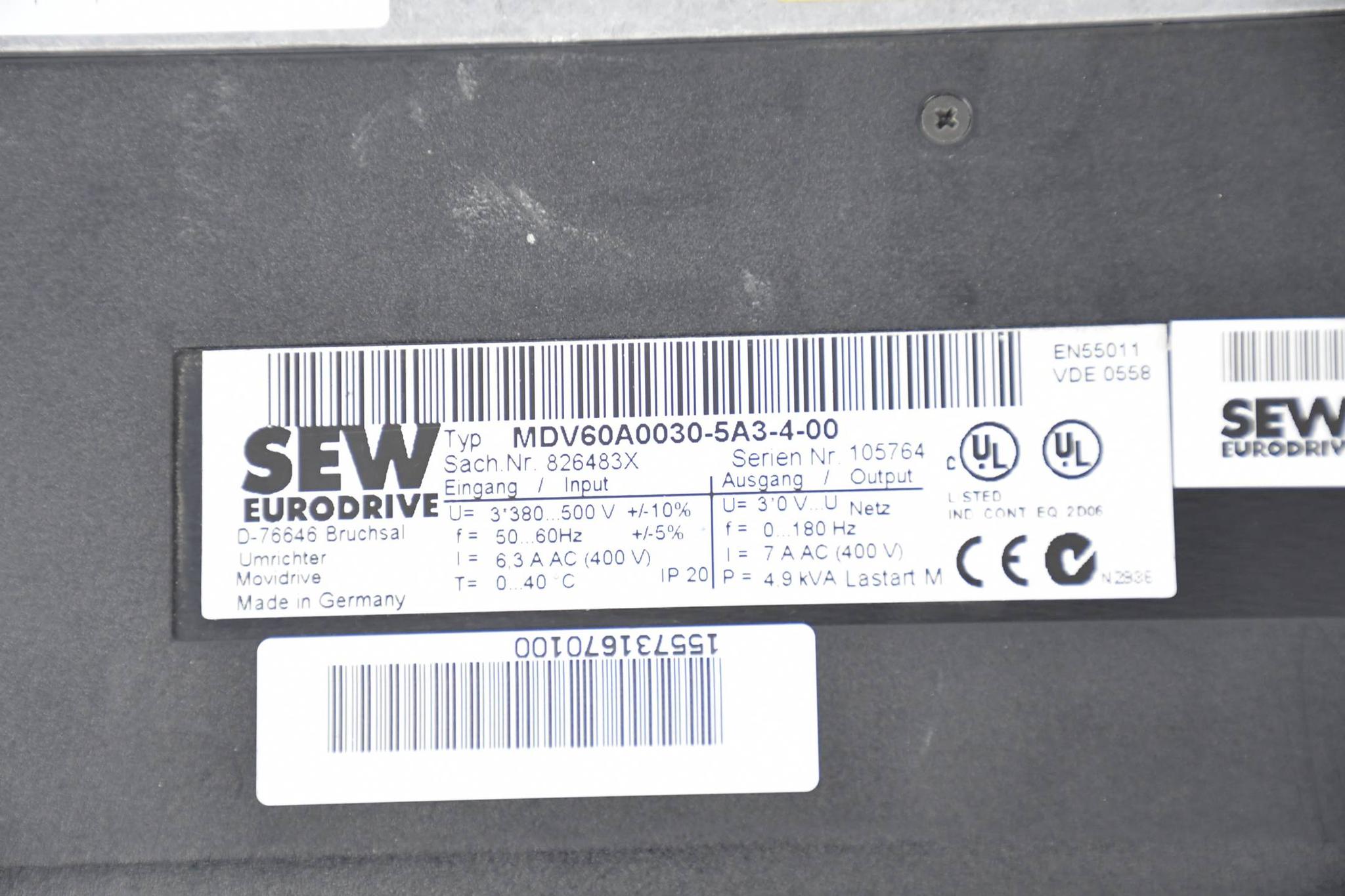 Produktfoto 4 von SEW Eurodrive MDV60A0030-5A3-4-00 / 826483X inkl. MDX60A0030-5A34-00 / 8227195