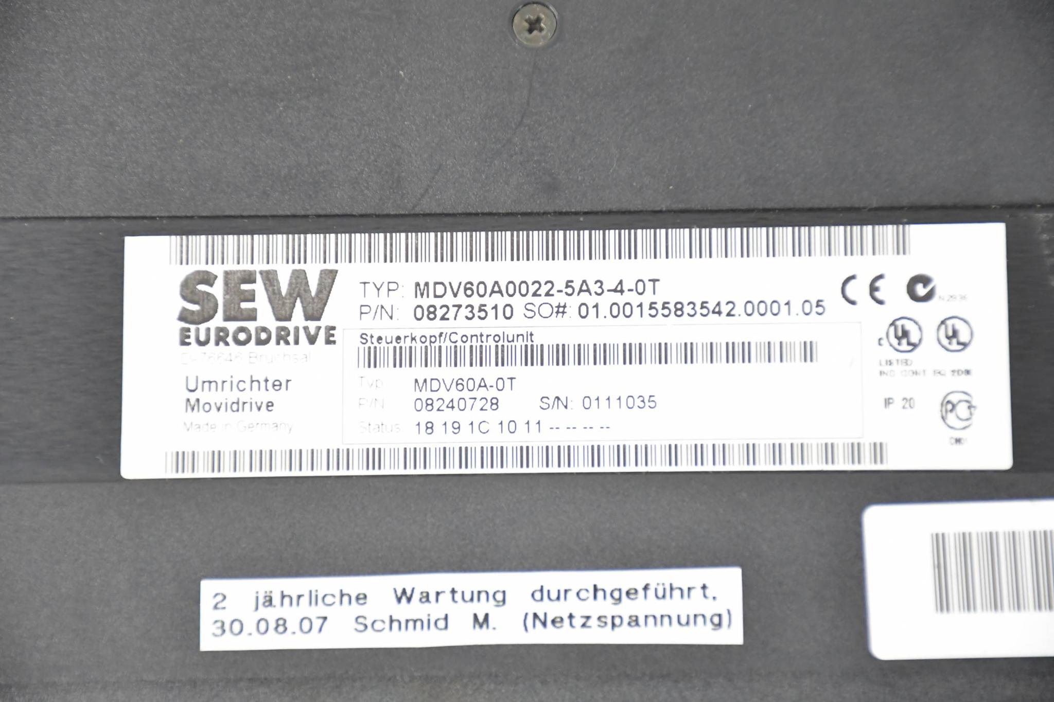 Produktfoto 3 von SEW Eurodrive MDV60A0022-5A3-4-0T /08273510 inkl. MDX60A0022-5A3-4-00 / 08227187