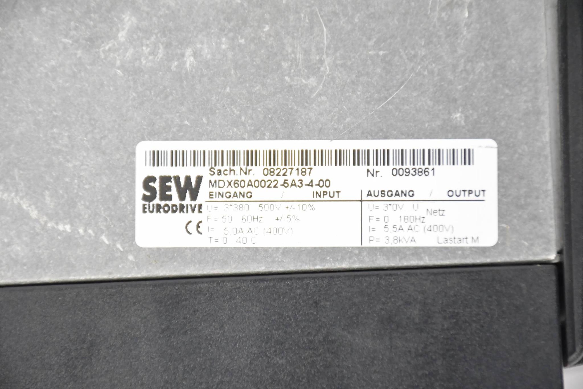 Produktfoto 4 von SEW Eurodrive MDV60A0022-5A3-4-0T /08273510 inkl. MDX60A0022-5A3-4-00 / 08227187