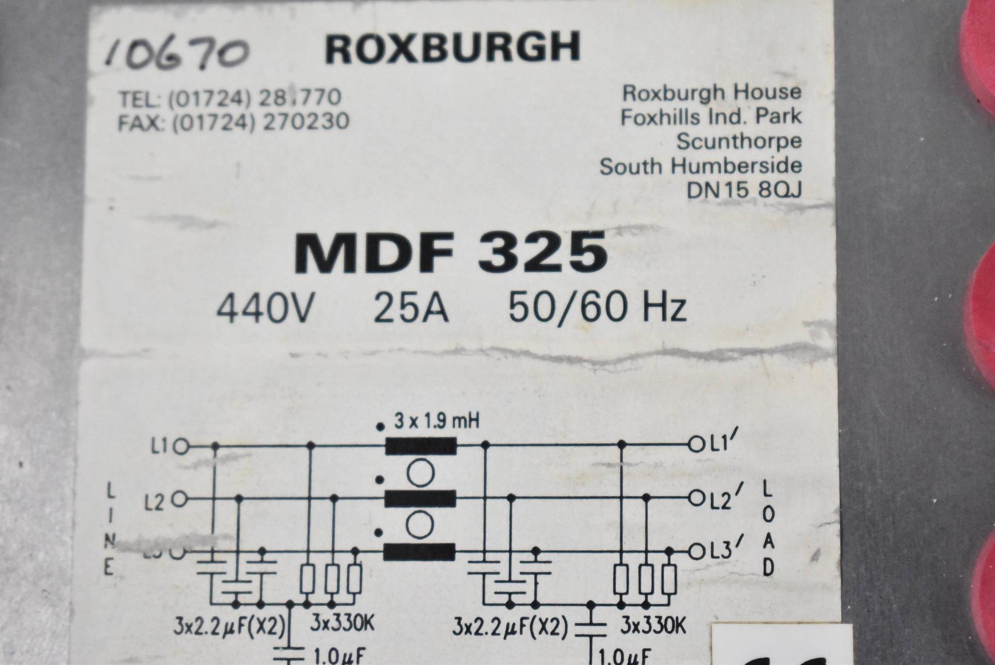 Produktfoto 2 von Roxburgh MDF 325 Entstörfilter ( 188-9270 )