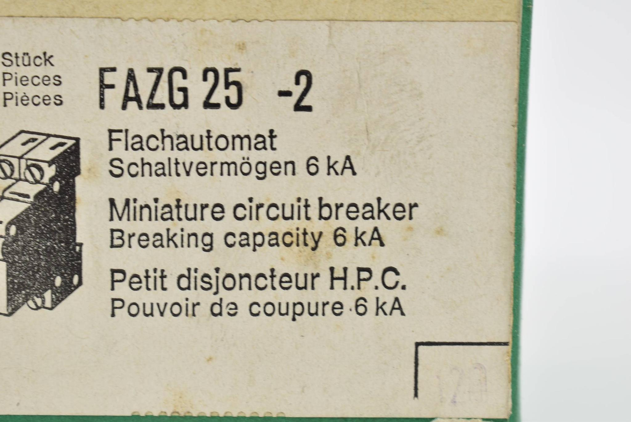 Produktfoto 2 von Klöckner Moeller 4 Stück Flachautomat 6kA FAZG 25-2 ( FAZ G 25A )