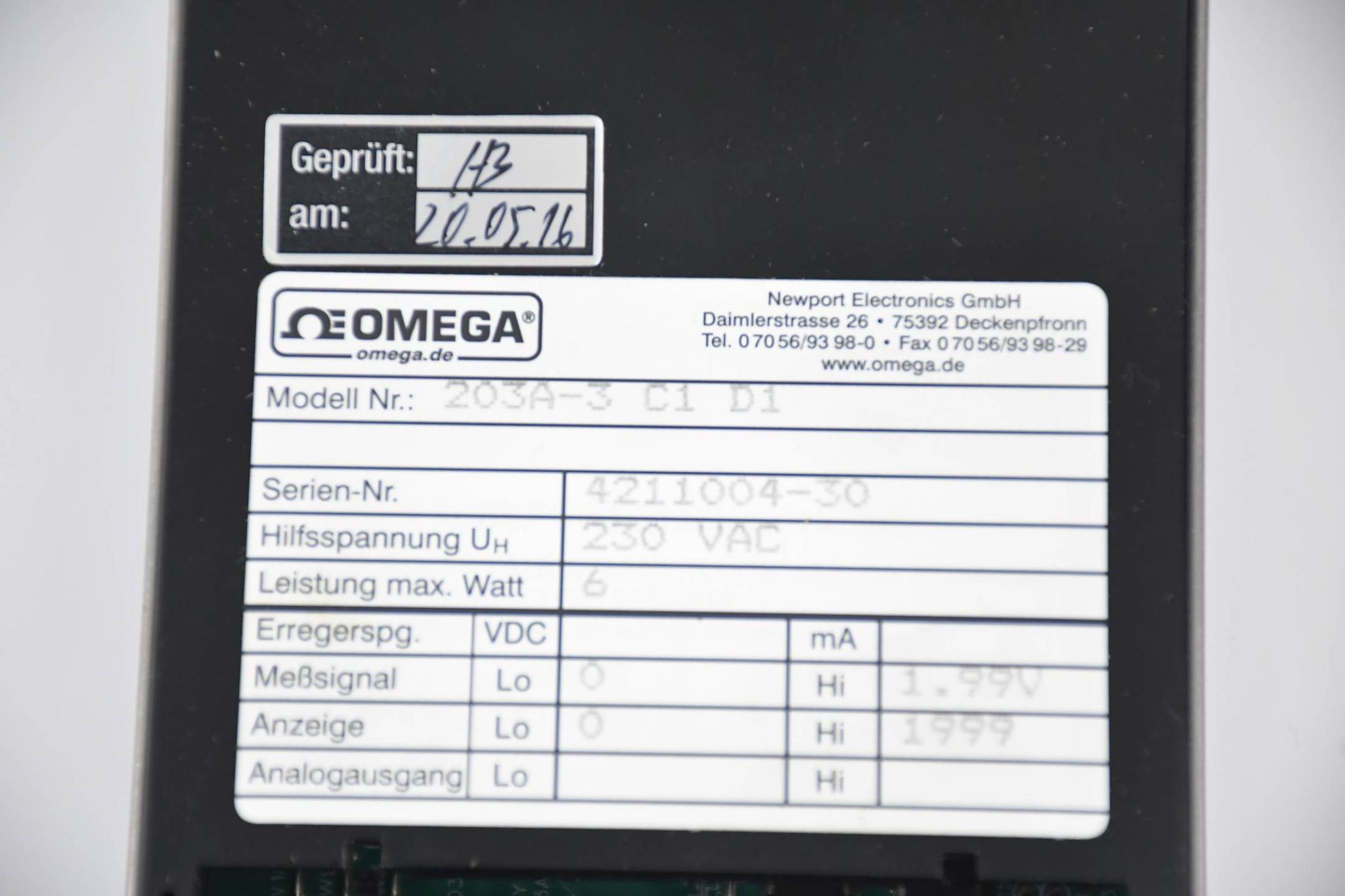 Produktfoto 2 von Newport Omega Digitalmeter 203A-3 C1 D1