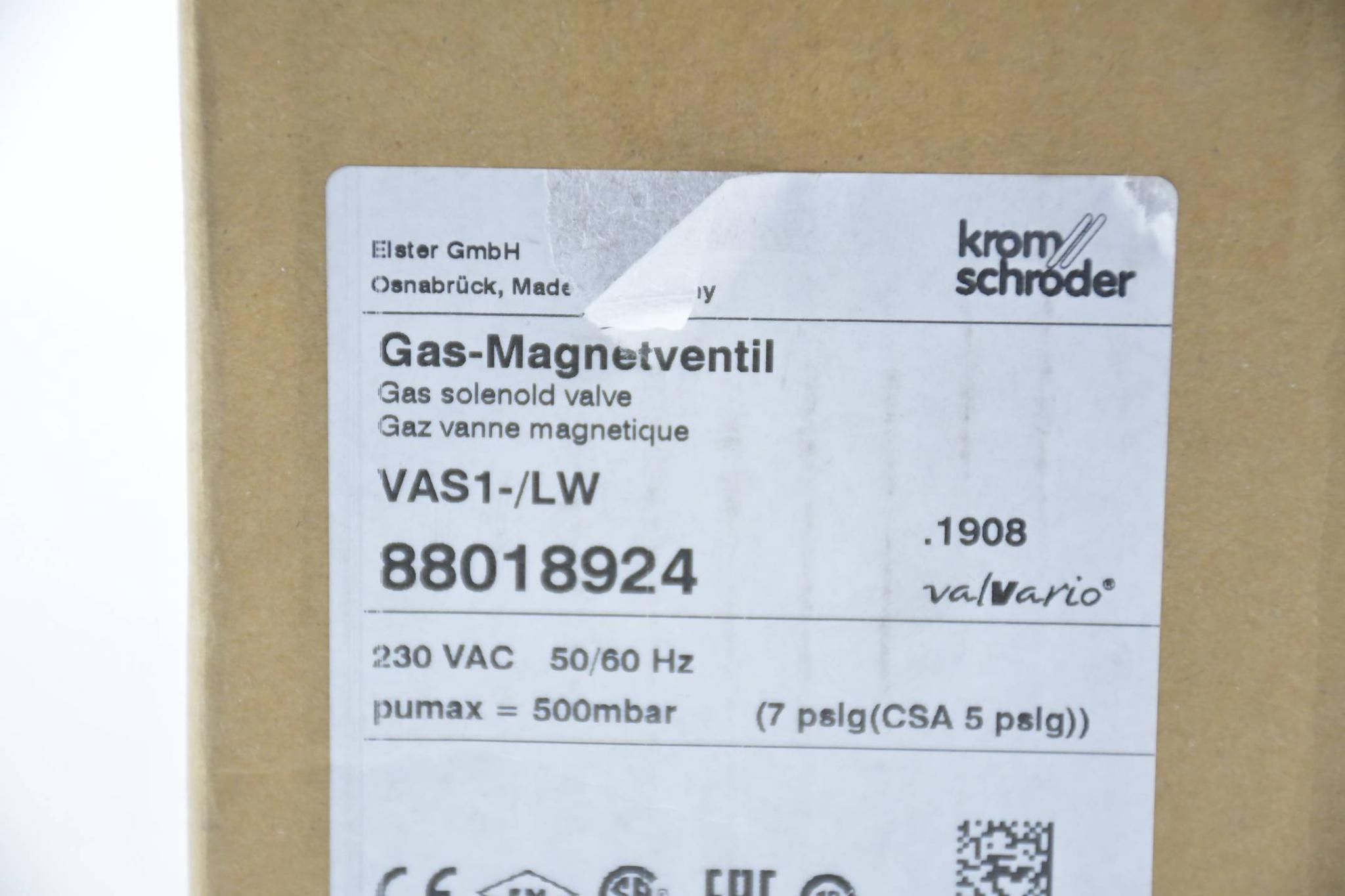 Produktfoto 4 von Krom Schröder Gas-Magnetventil VAS1-/LW ( 88018924 )