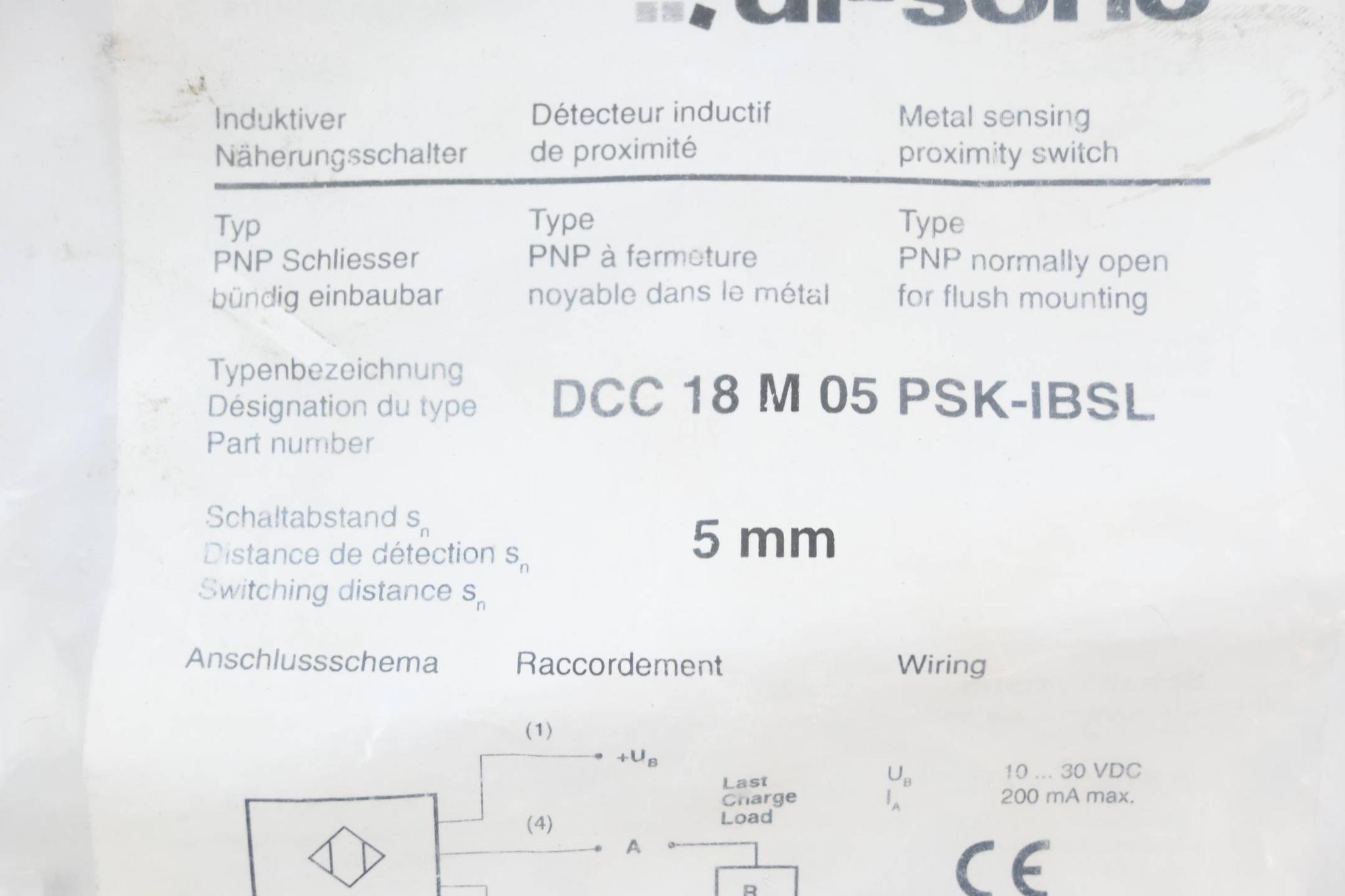 Produktfoto 1 von Di-Soric Induktiver Näherungsschalter DCC 18 M 05 PSK-IBSL ( 206443 )