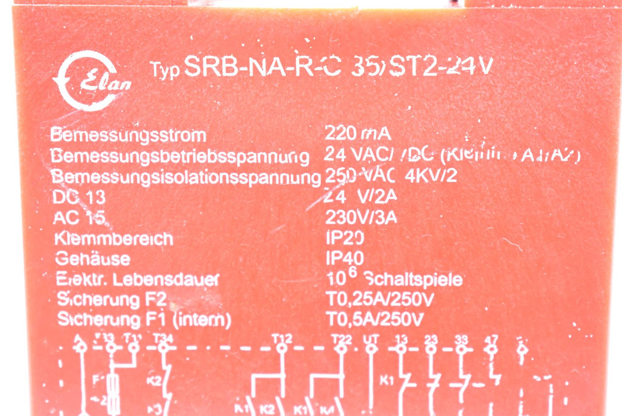 Produktfoto 3 von Elan Schmersal Sicherheitsrelais 220mA 24VAC SRB-NA-R-C.35/ST2-24V