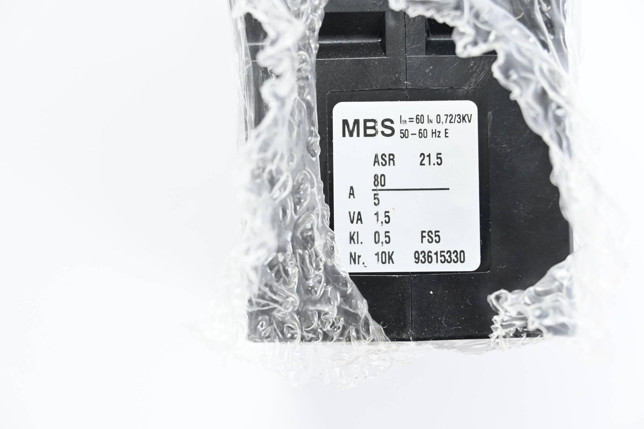 Produktfoto 2 von MBS Stromwandler 5A 50-60Hz 0,72/3kV ASR 21.5 ( 80/5 )