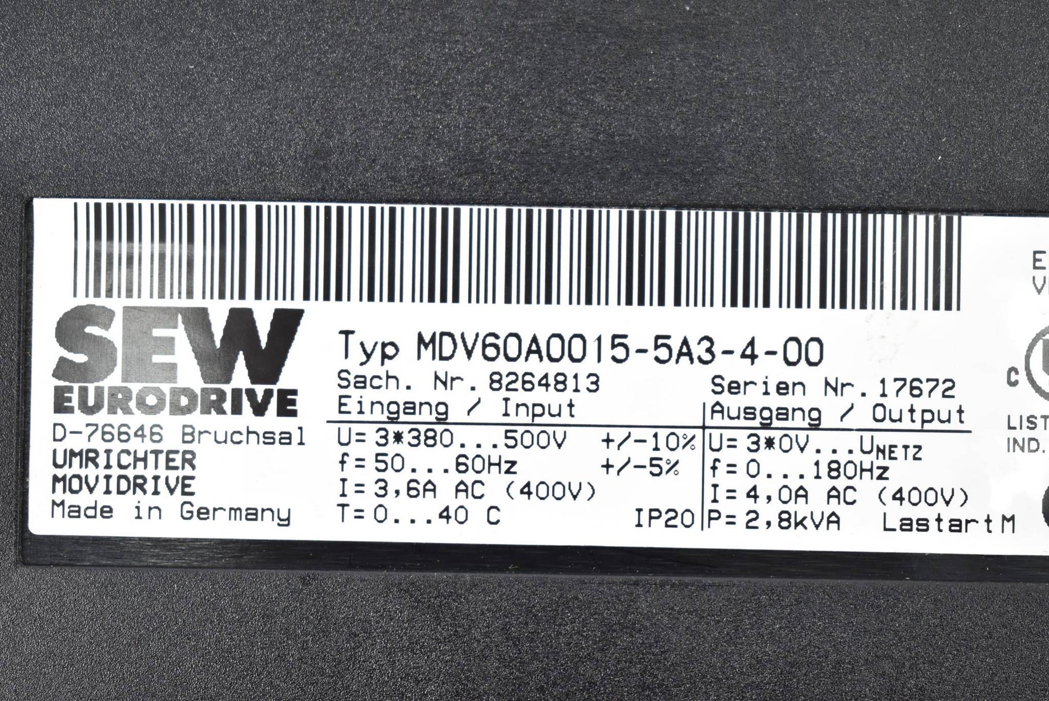 Produktfoto 5 von SEW eurodrive Movidrive MDV60A0015-5A3-4-00 + MDX60A0015-5A3-4-00 + Karten