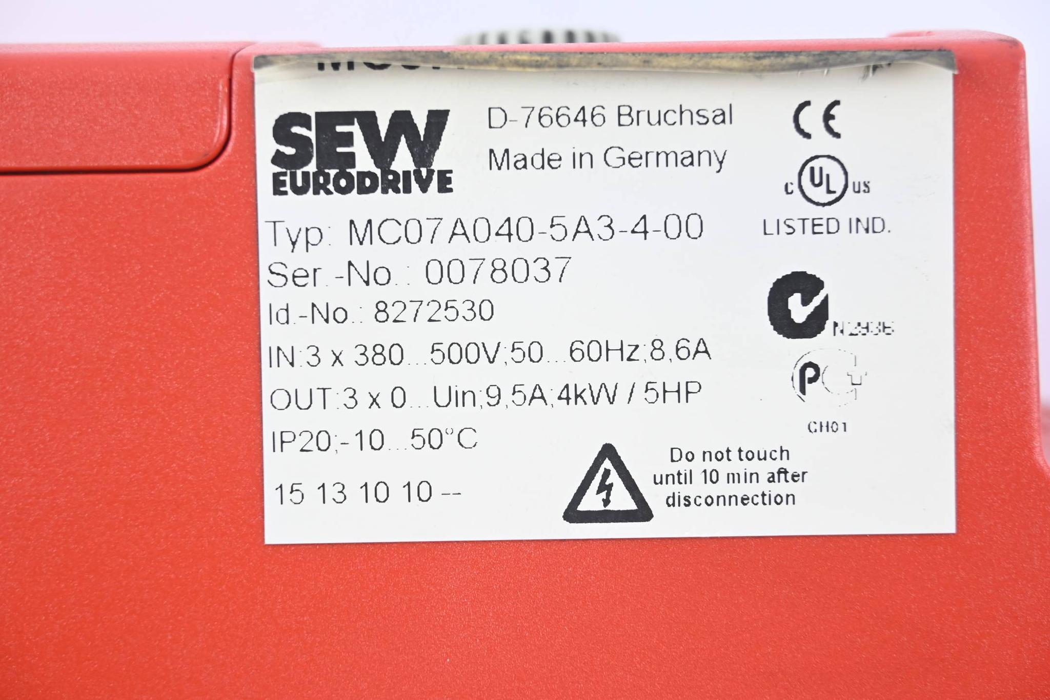 Produktfoto 2 von SEW Eurodrive Frequenzumrichter MC07A040-5A3-4-00 ( 8272530 )