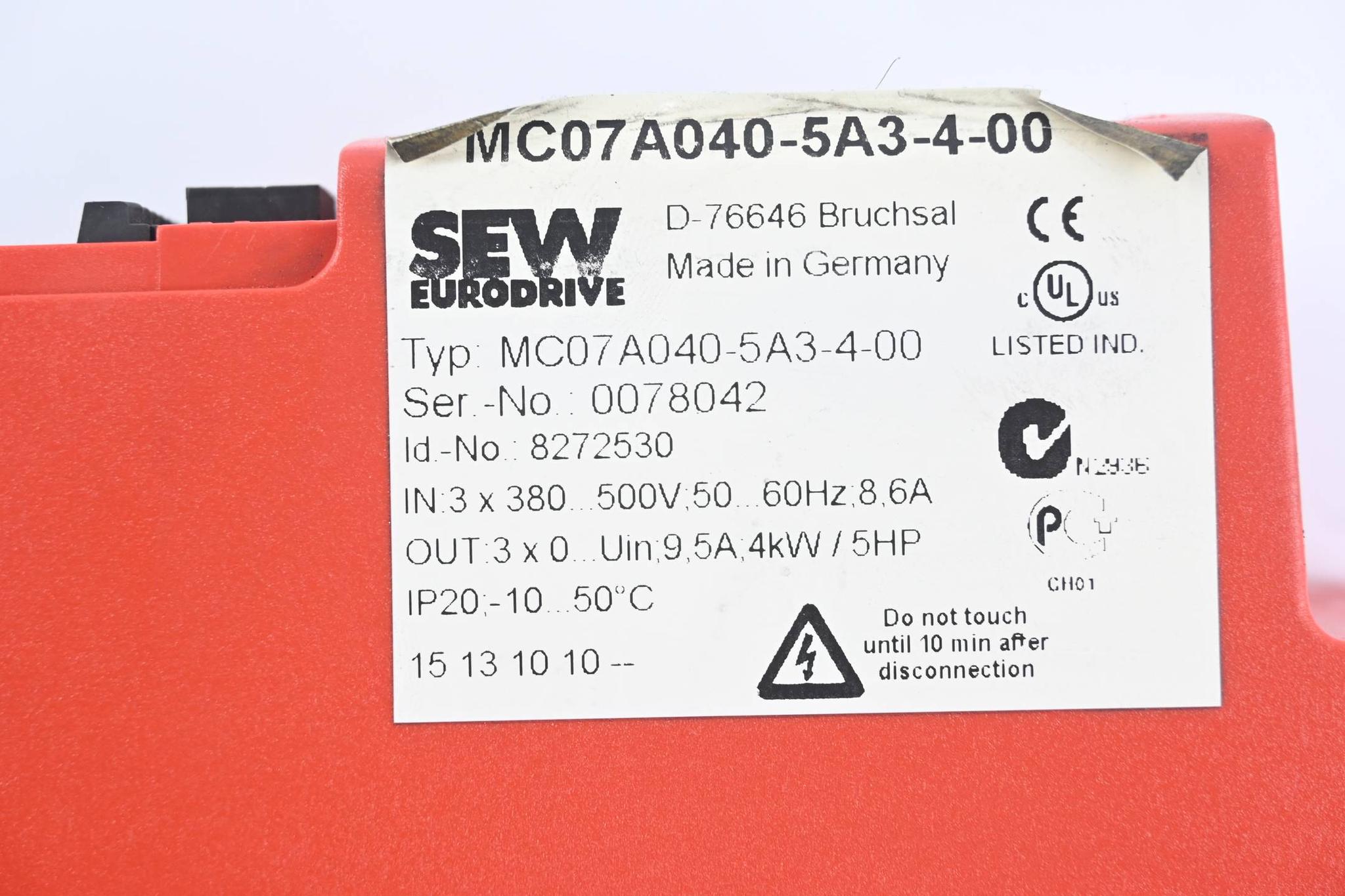 Produktfoto 2 von SEW Eurodrive Frequenzumrichter MC07A040-5A3-4-00 ( 8272530 )