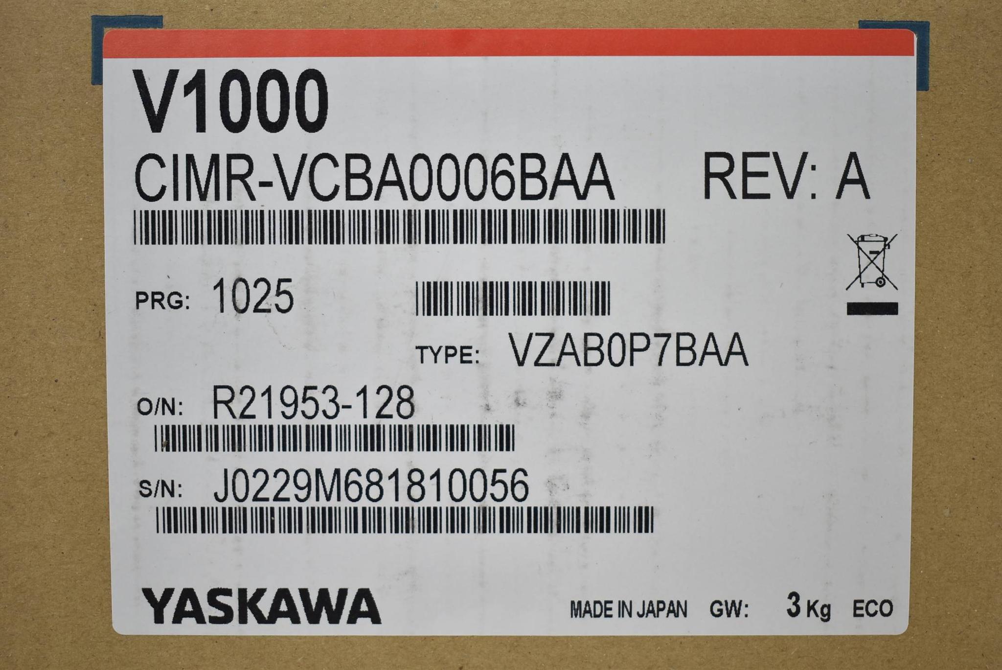 Yaskawa V1000 Frequenzumrichter CIMR-VCBA0006BAA ( Rev. A ) 1,1kW