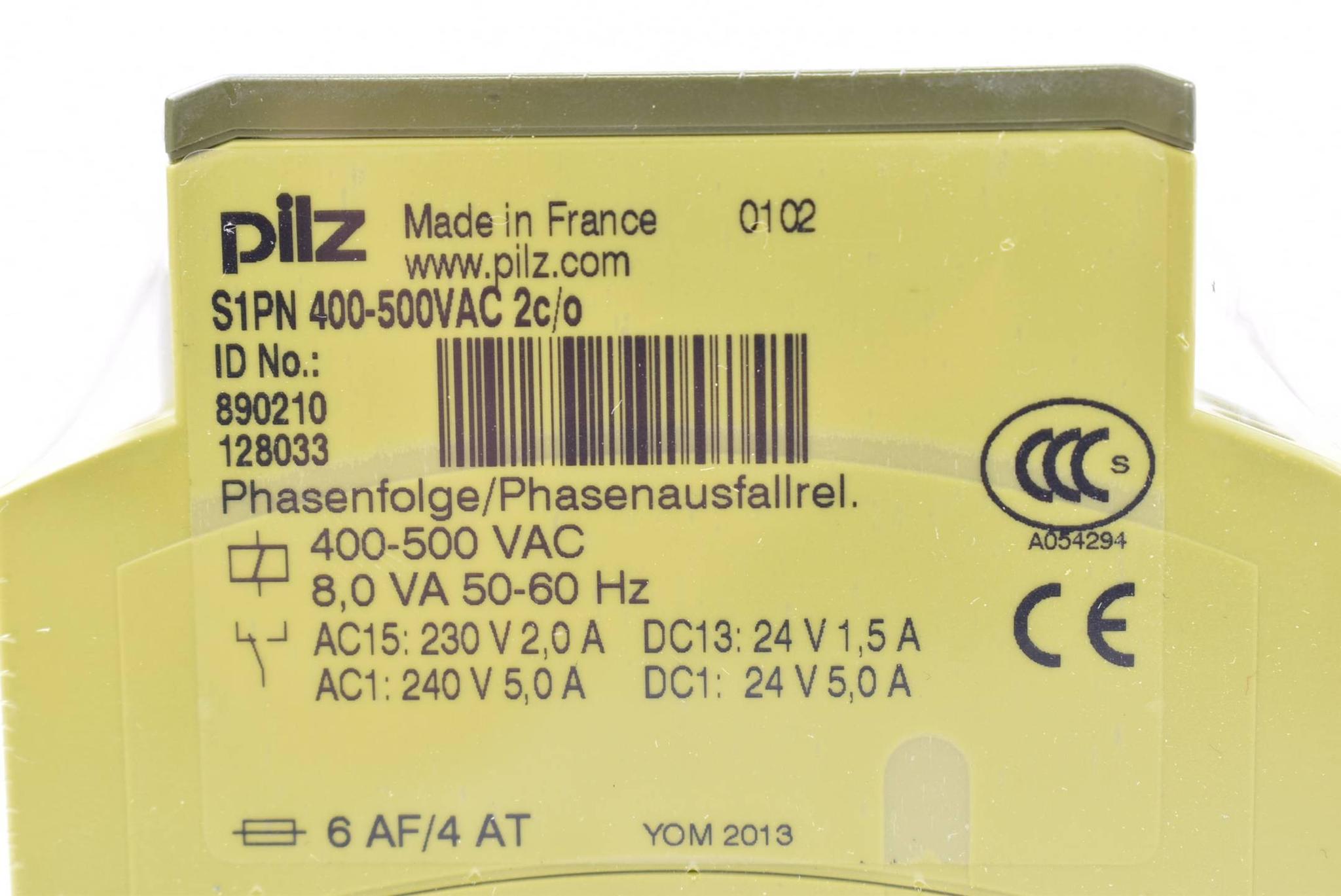 Produktfoto 2 von Pilz Phasenfolge/Phasenausfallrelais 8VA S1PN 400-500VAC 2c/o ( 890210 )