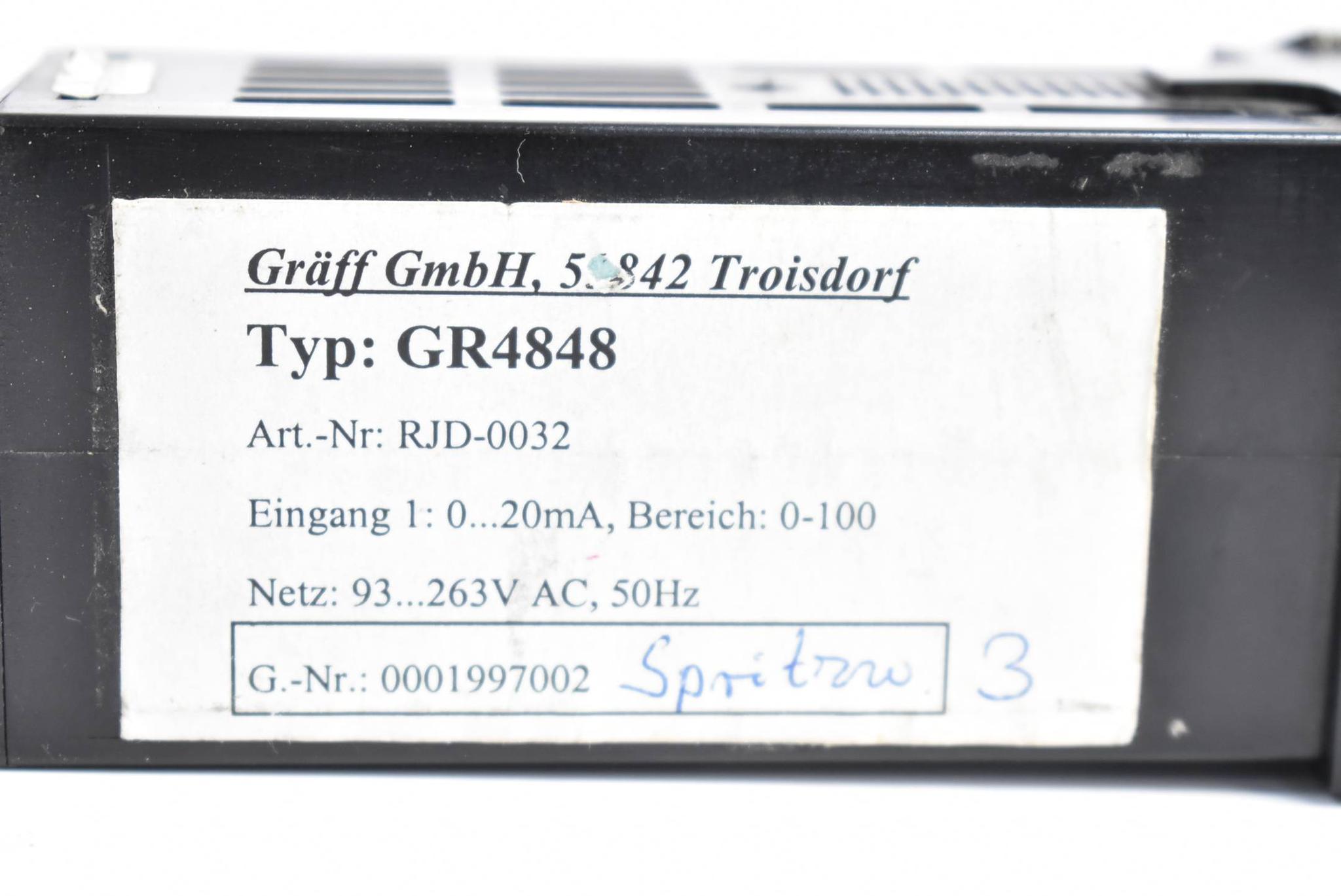 Produktfoto 2 von Graeff GR4848 Temperaturregler 93-263VAC 0-20mA ( RJD-0032 )