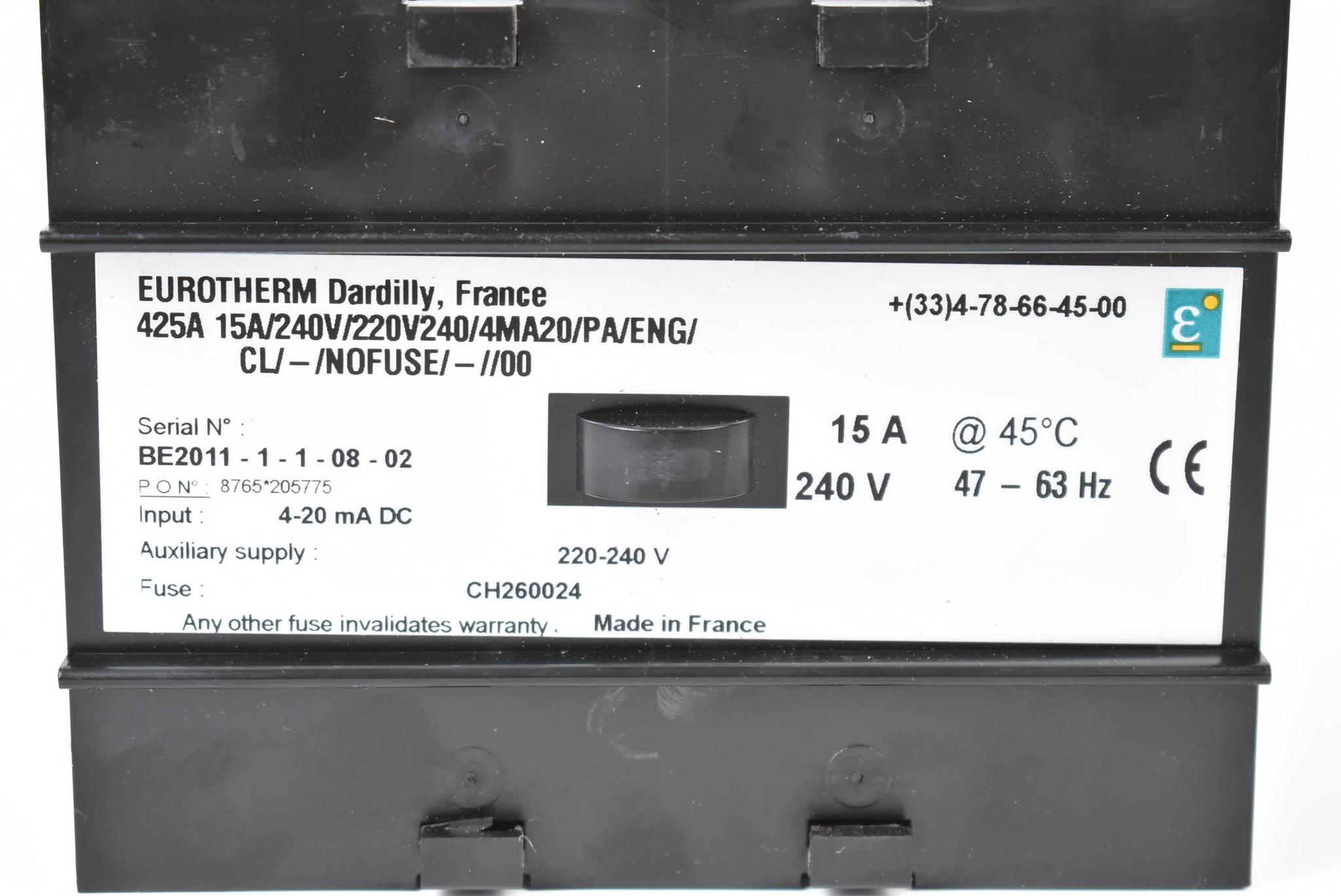 Produktfoto 2 von Eurotherm 425A Netzteil 4-20mA DC 15A/240V/220V240/4MA20/PA/ENG/CL-/NONFUSE-/00