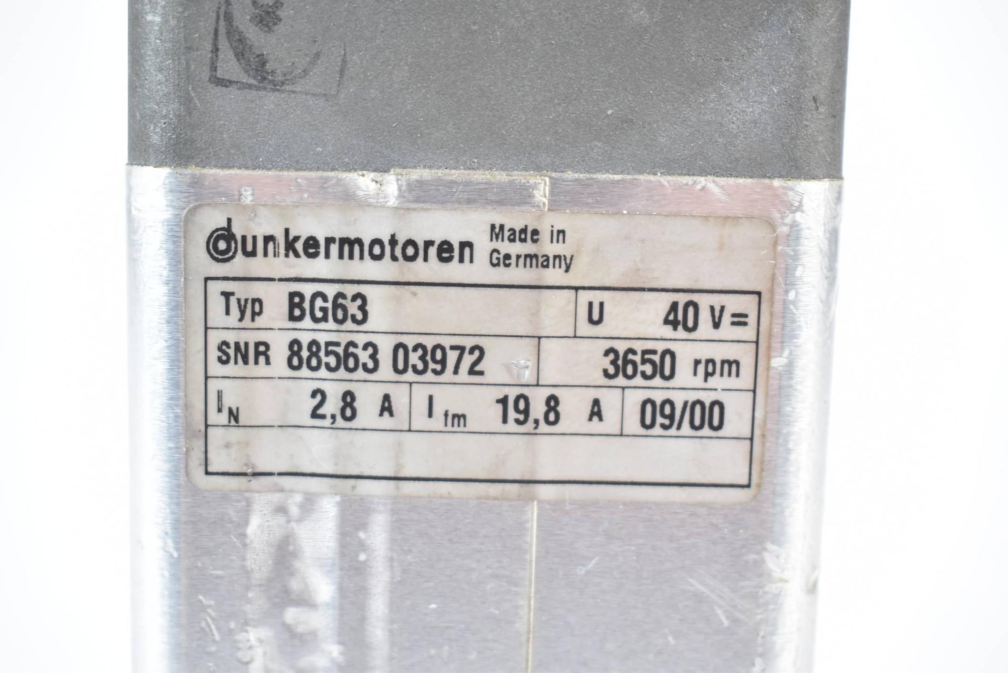 Produktfoto 3 von Dunkermotoren Motor 40V 3650rpm 2,8A 19,8A BG63 inkl. Drehgeber RE56-2-1000