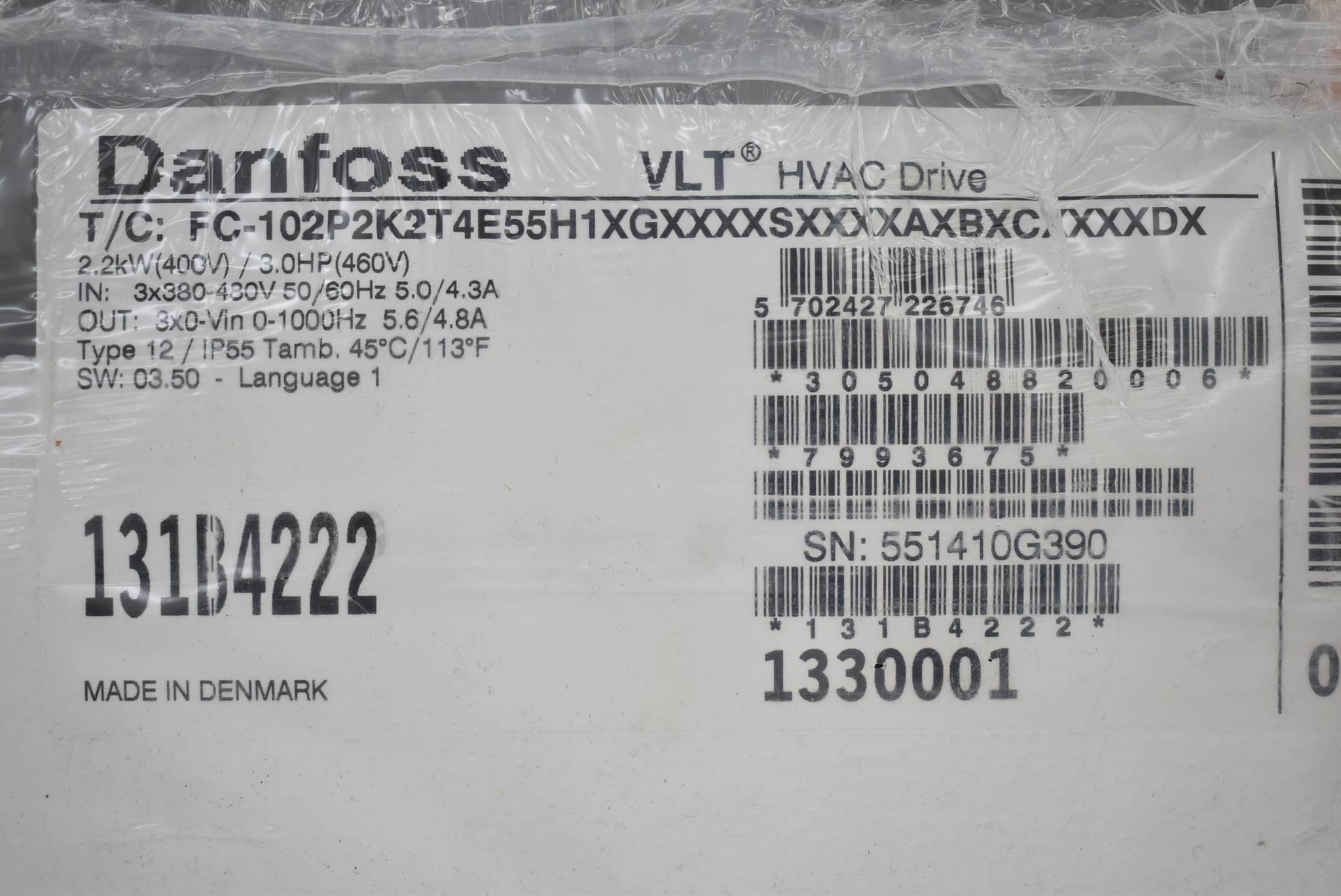 Produktfoto 2 von Danfoss VLT HVAC Drive FC-102P2K2T4E55H1XGXXXXSXXXXAXBXCXXXXDX ( 131B4222 )