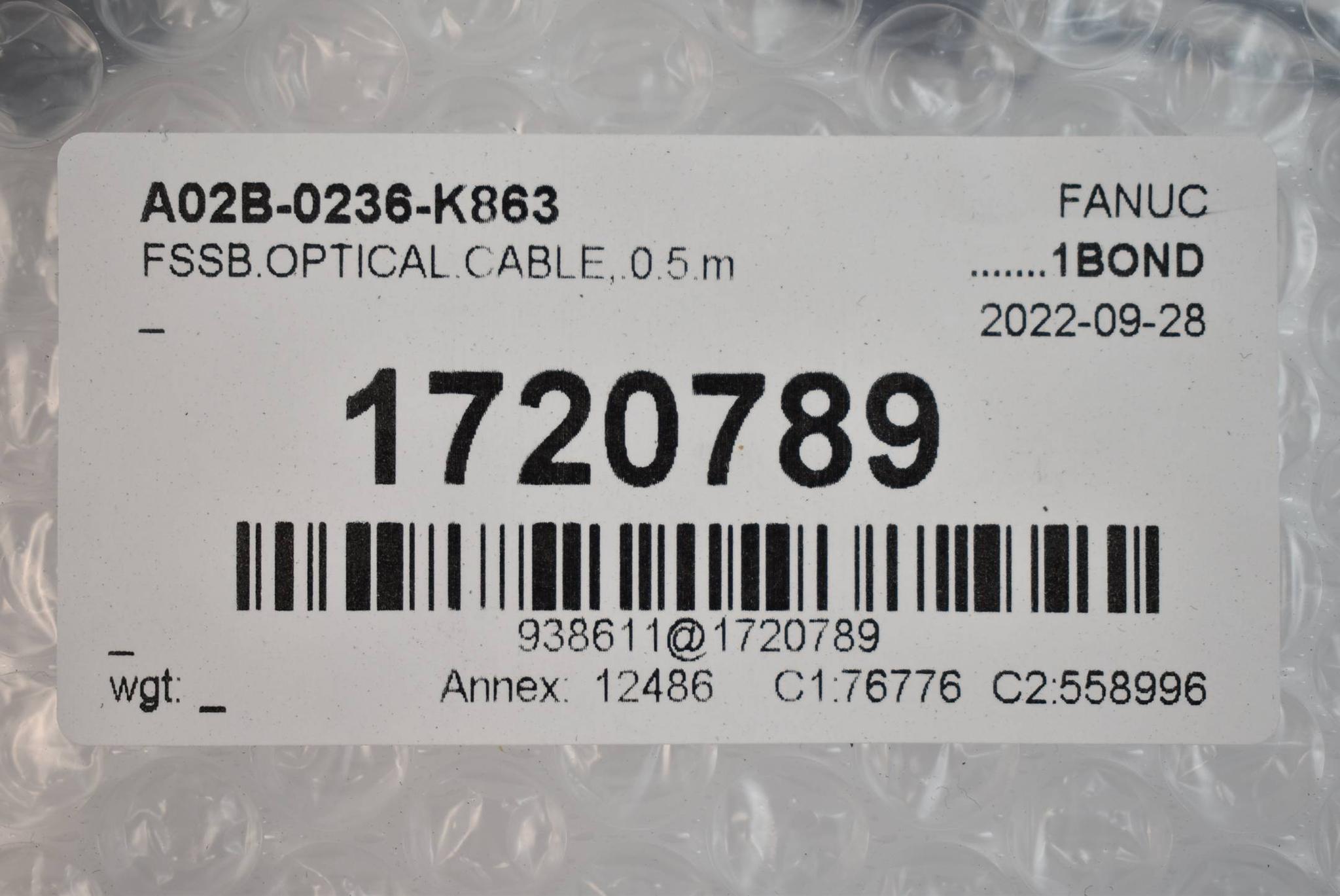 Produktfoto 1 von Fanuc FSSB Optical Cable 0,5m A02B-0236-K863