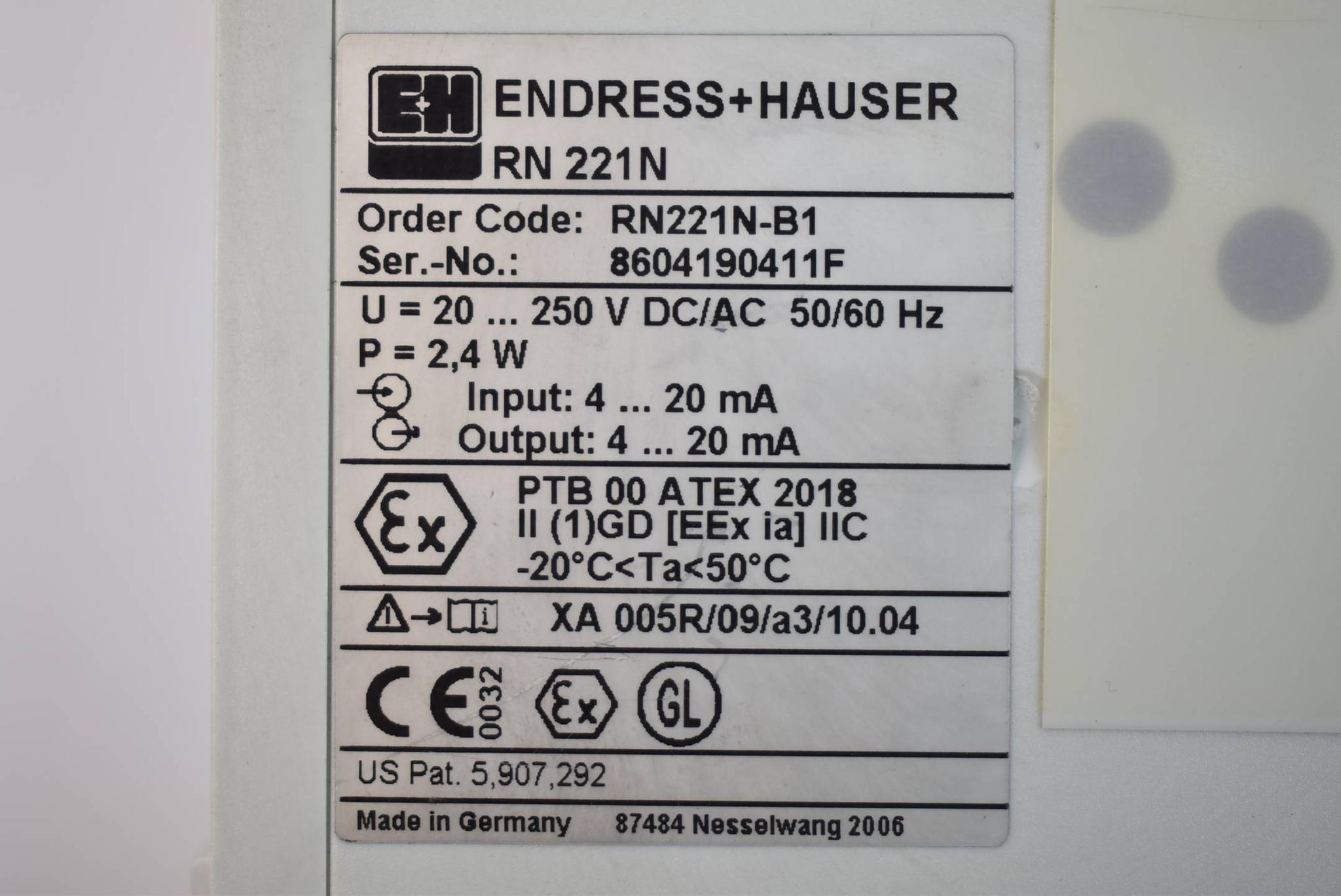 Produktfoto 3 von Endress+Hauser Speisetrenner RN221N-B1 ( 20-250V DC/AC / 50-60Hz 2,4W )