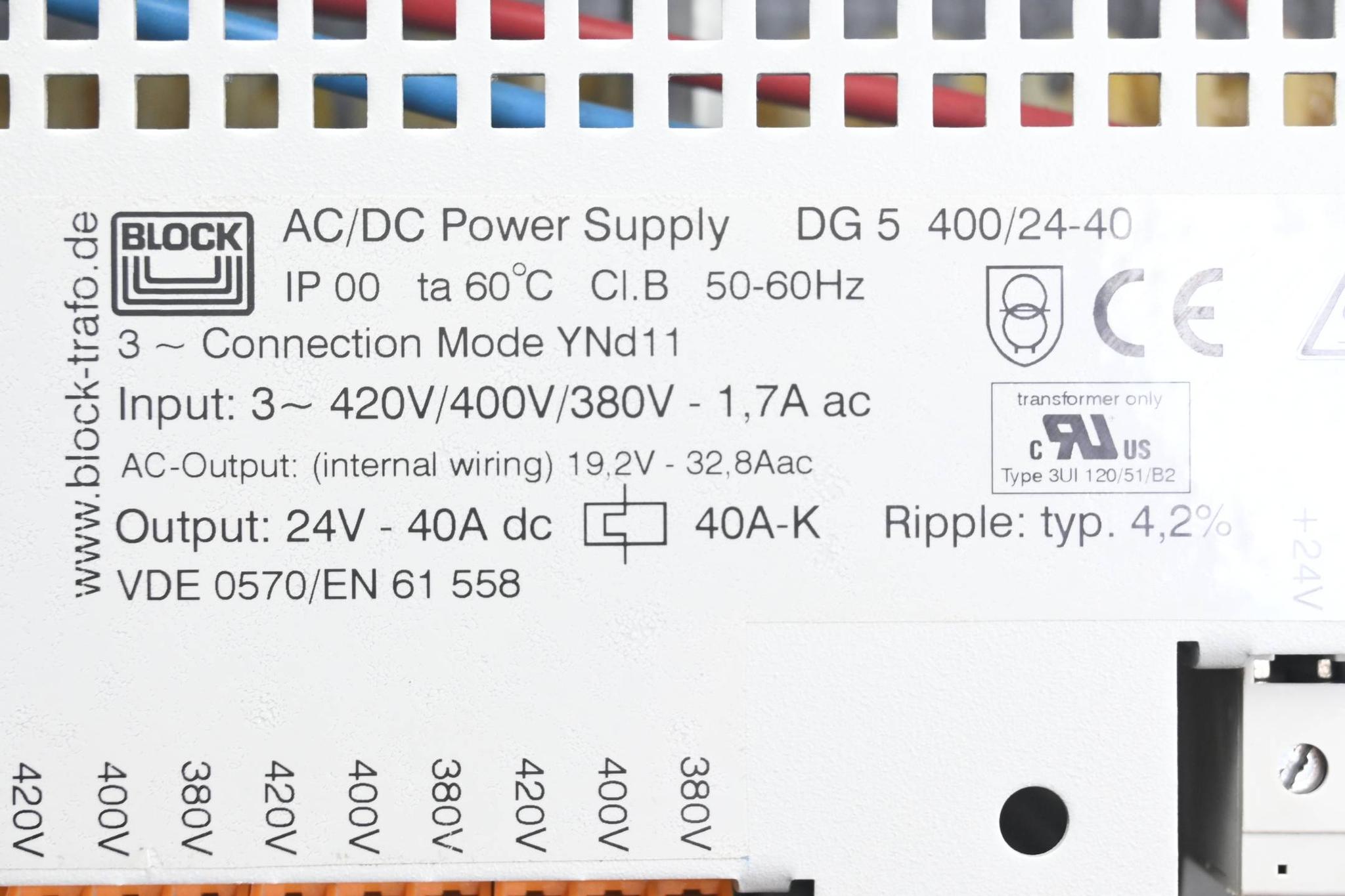 Produktfoto 2 von Block AC/DC Netzteil DG 5 400/24-40 ( DG5 400/24-40 )