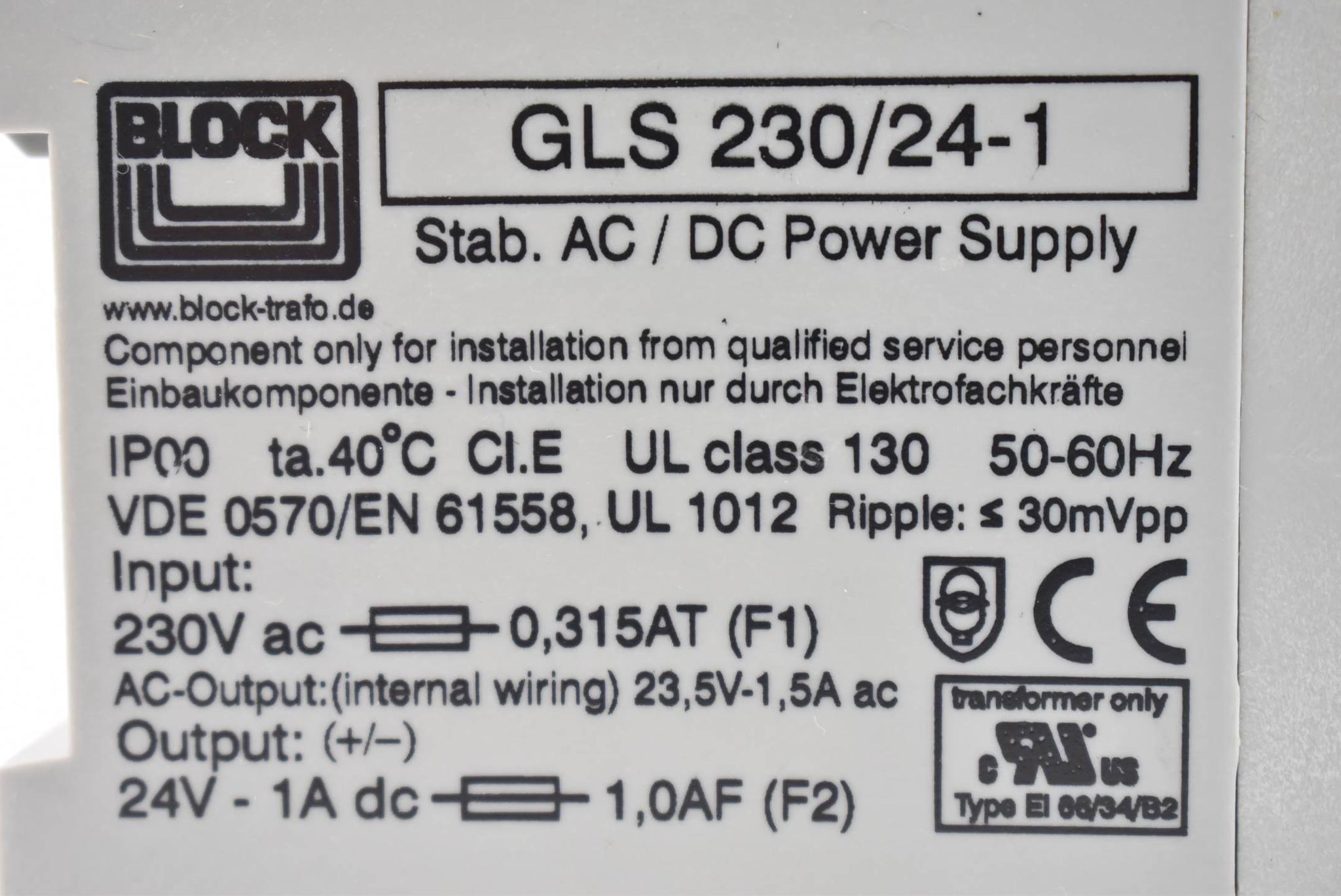 Produktfoto 3 von Block Stab. AC/DC Power Supply GLS 230/24-1 ( GLS230/24-1 )