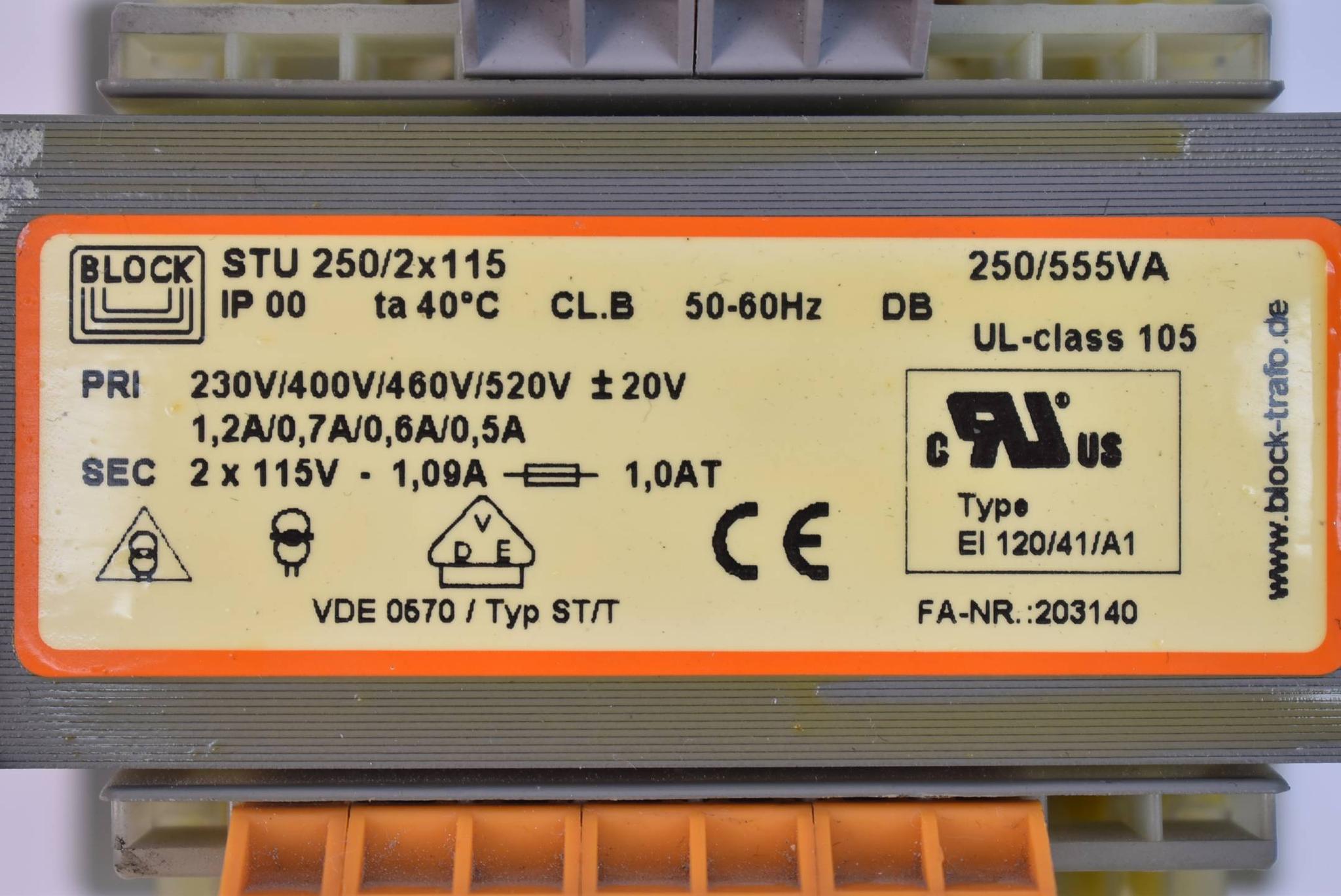 Produktfoto 3 von Block Steuertransformator STU 250/2x115 ( STU250/2x115 )