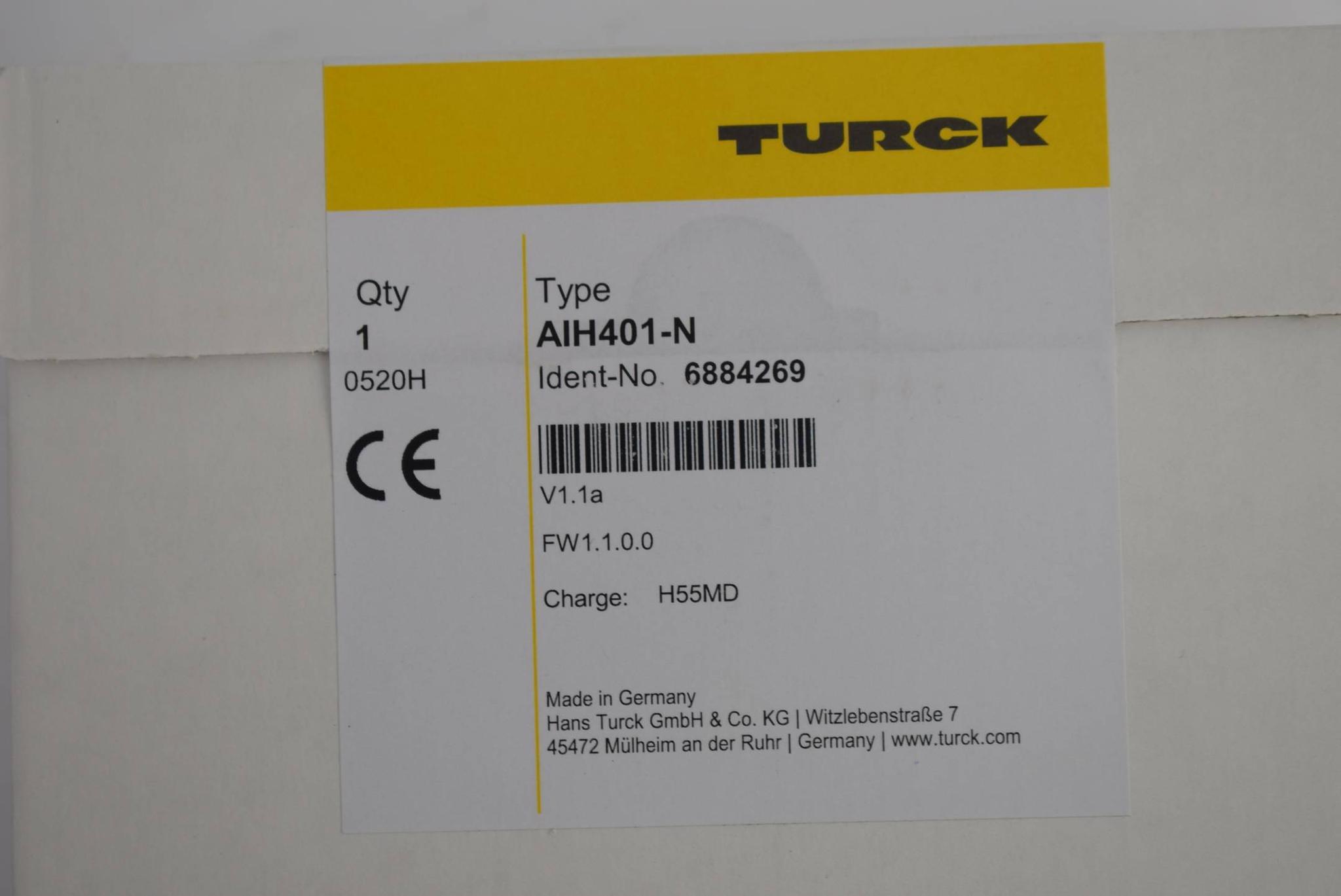 Produktfoto 1 von Turck 4 Kanal AI Hart AIH401-N 6884269 ( 0520H ) Charge: H55MD