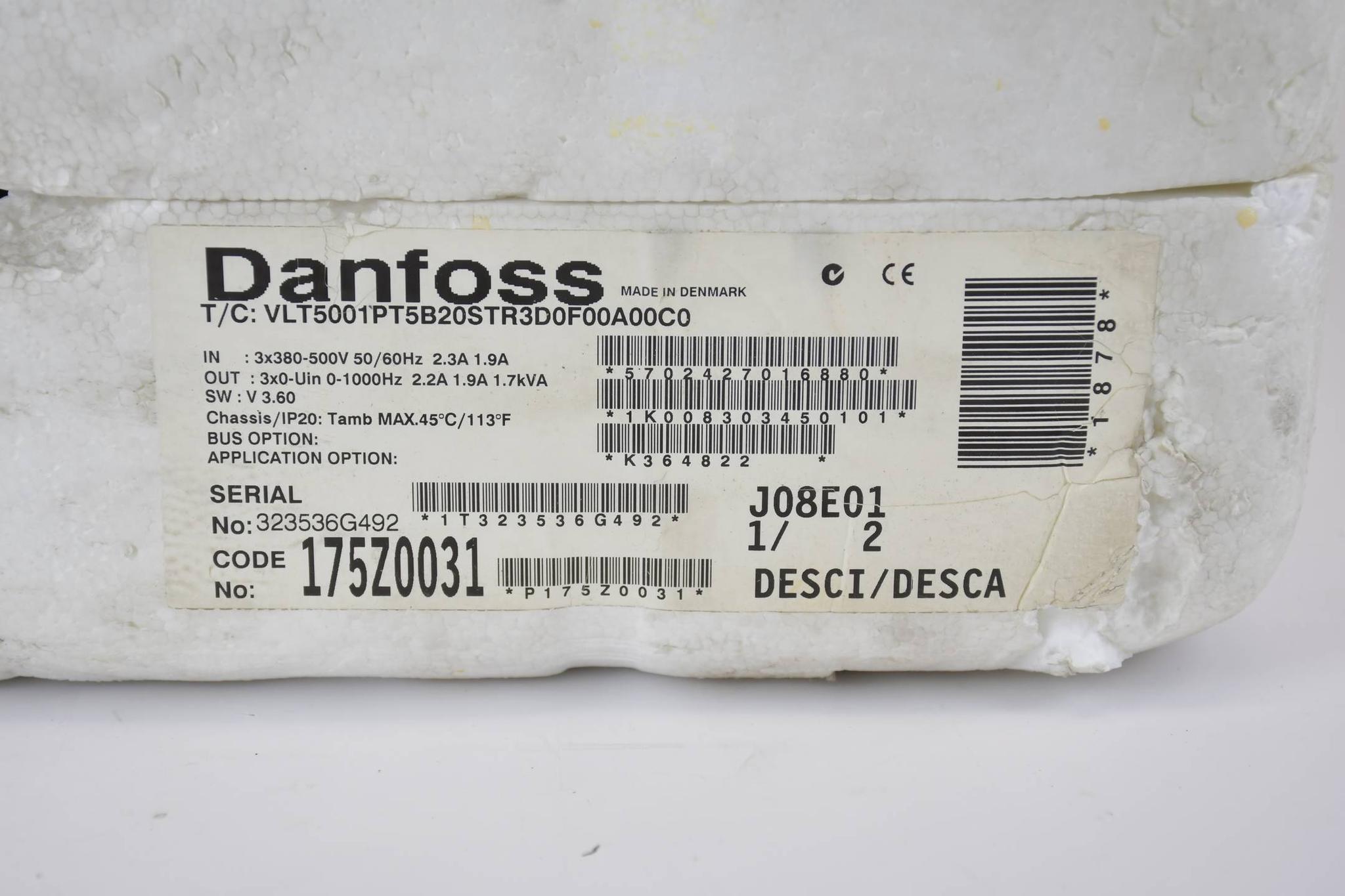 Produktfoto 1 von Danfoss VLT® 5000 Frequenzumrichter VLT5001PT5B20STR3D0F00A00C0 ( 175Z0031 )