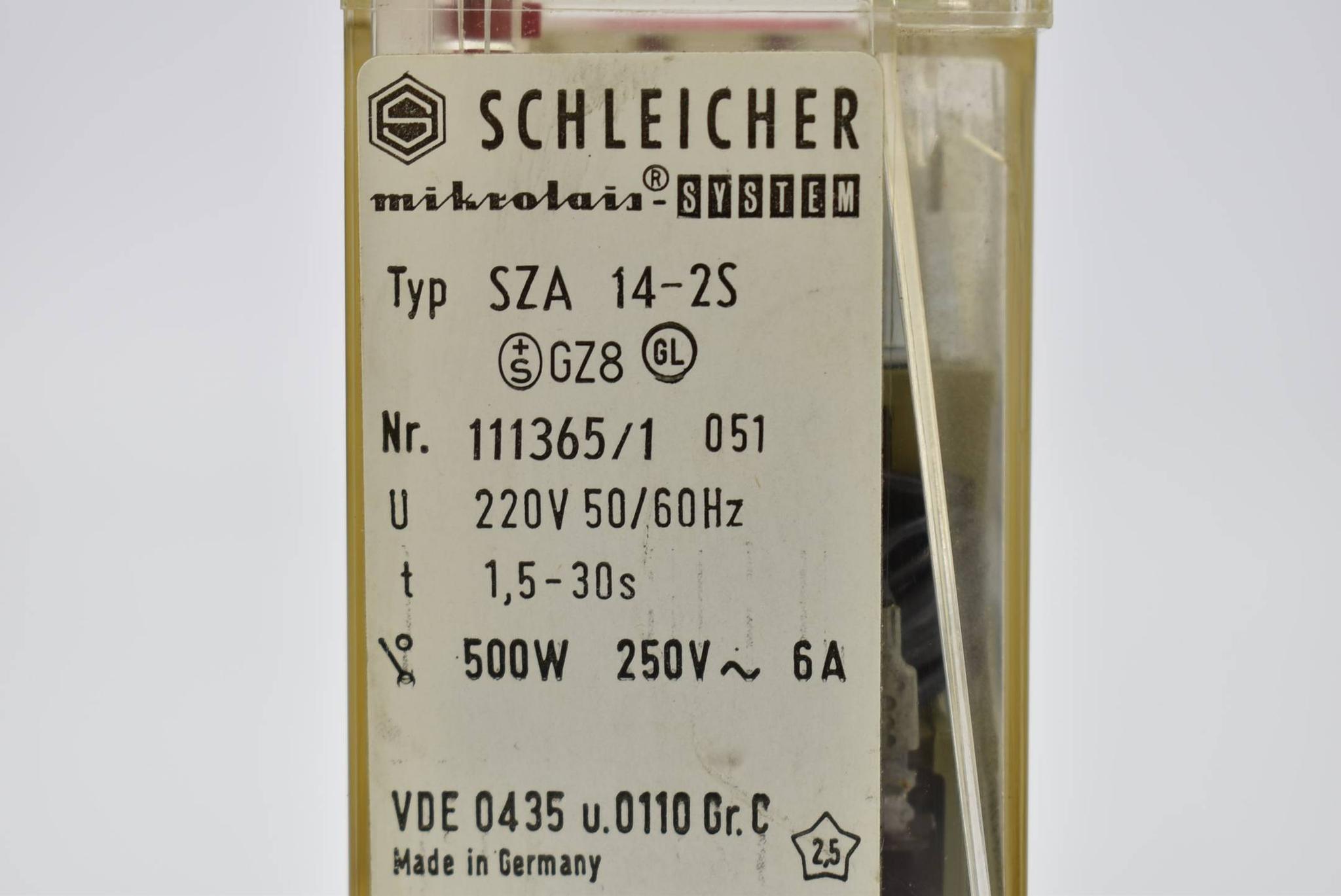 Produktfoto 2 von Schleicher Zeitrelais  220V 50/60Hz 1,5-30s 500W SZA 14-2S