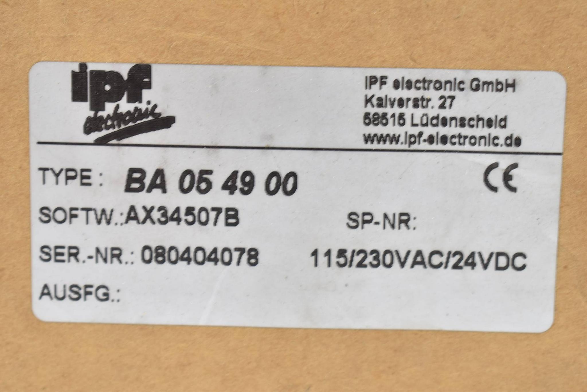 Produktfoto 1 von Ipf electronic Anzeigegerät 115/230VAC 24 VDC BA 05 49 00 ( BA054900 )