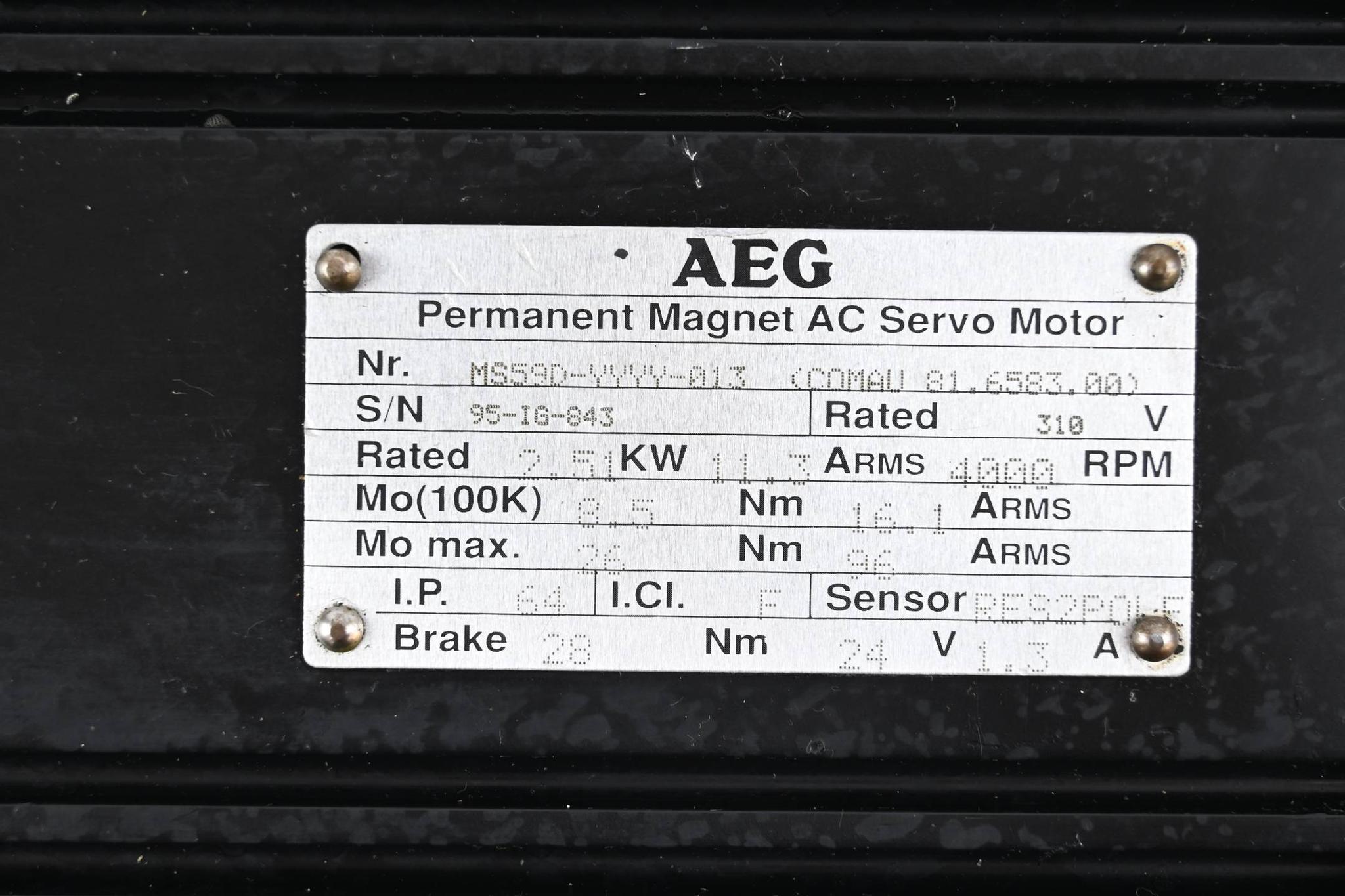 Produktfoto 3 von AEG Permanent Magnet AC Servo Motor MS59D-YYYY-013 ( COMAU 81.6583.00 )