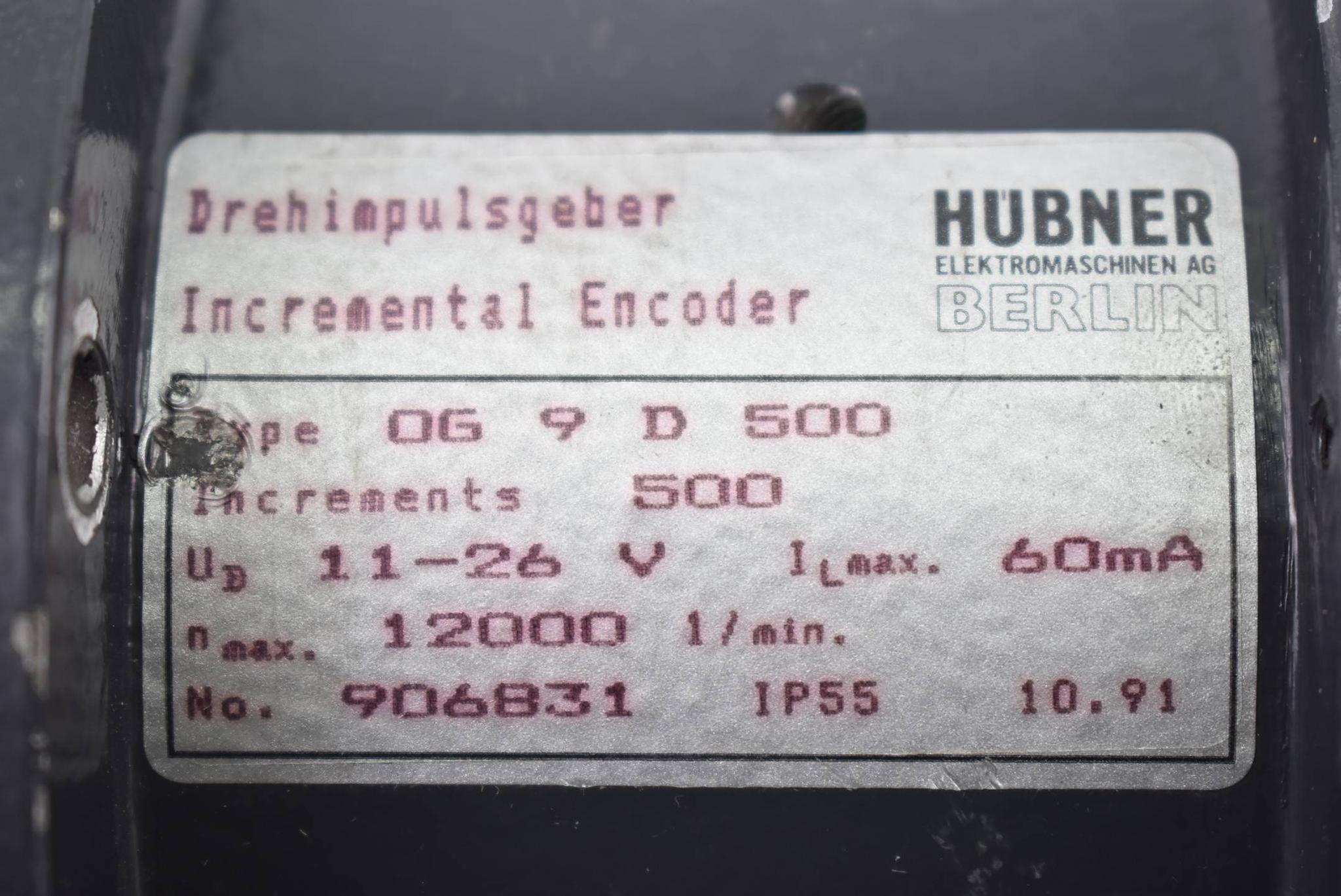 Produktfoto 3 von Hübner Drehimpulsgeber OG 9 D 500 ( 906831 ) 11-26V 60mA 12000 1/min