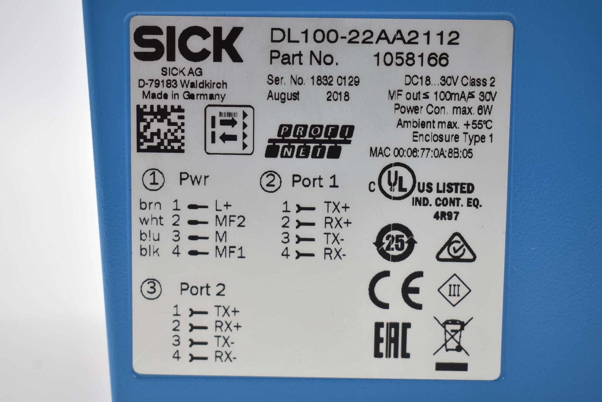 Produktfoto 4 von Sick Laser-Distanzsensor DL100-22AA2112 ( 1058166 ) 18-30VDC 100mA 6W