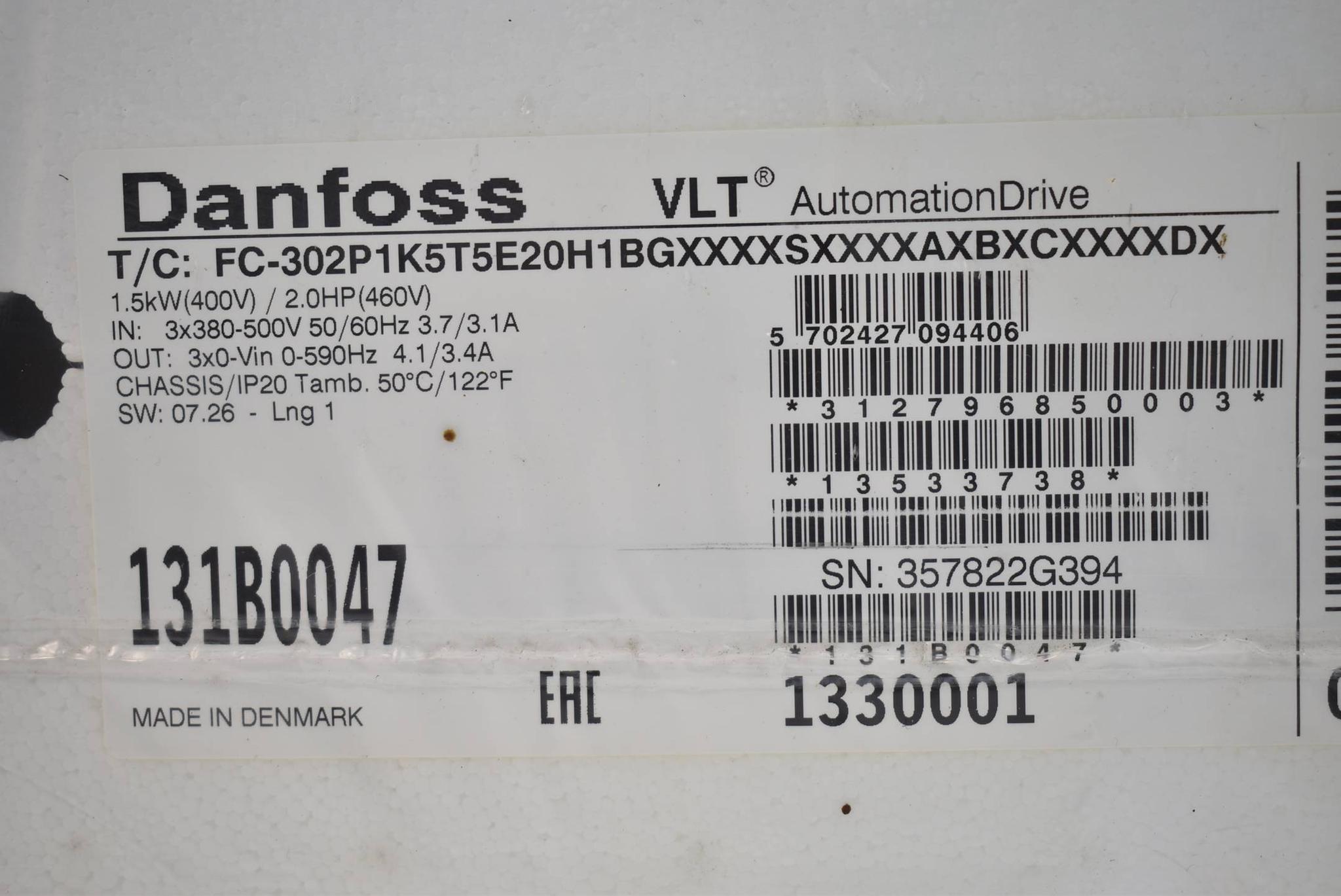 Produktfoto 1 von Danfoss VLT FC-302P1K5T5E20H1BGXXXXSXXXXAXBXCXXXXDX ( 131B0047 )