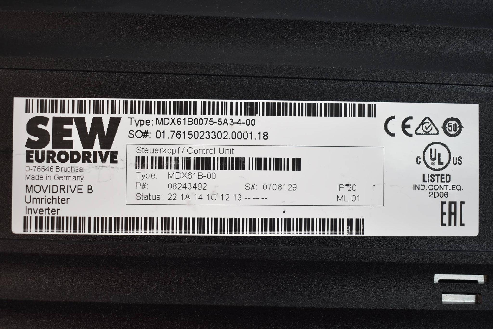 Produktfoto 5 von SEW eurodrive MovidriveB Umrichter MDX61B0075-5A3-4-00 inkl. MDX60A0074-5A3-4-00