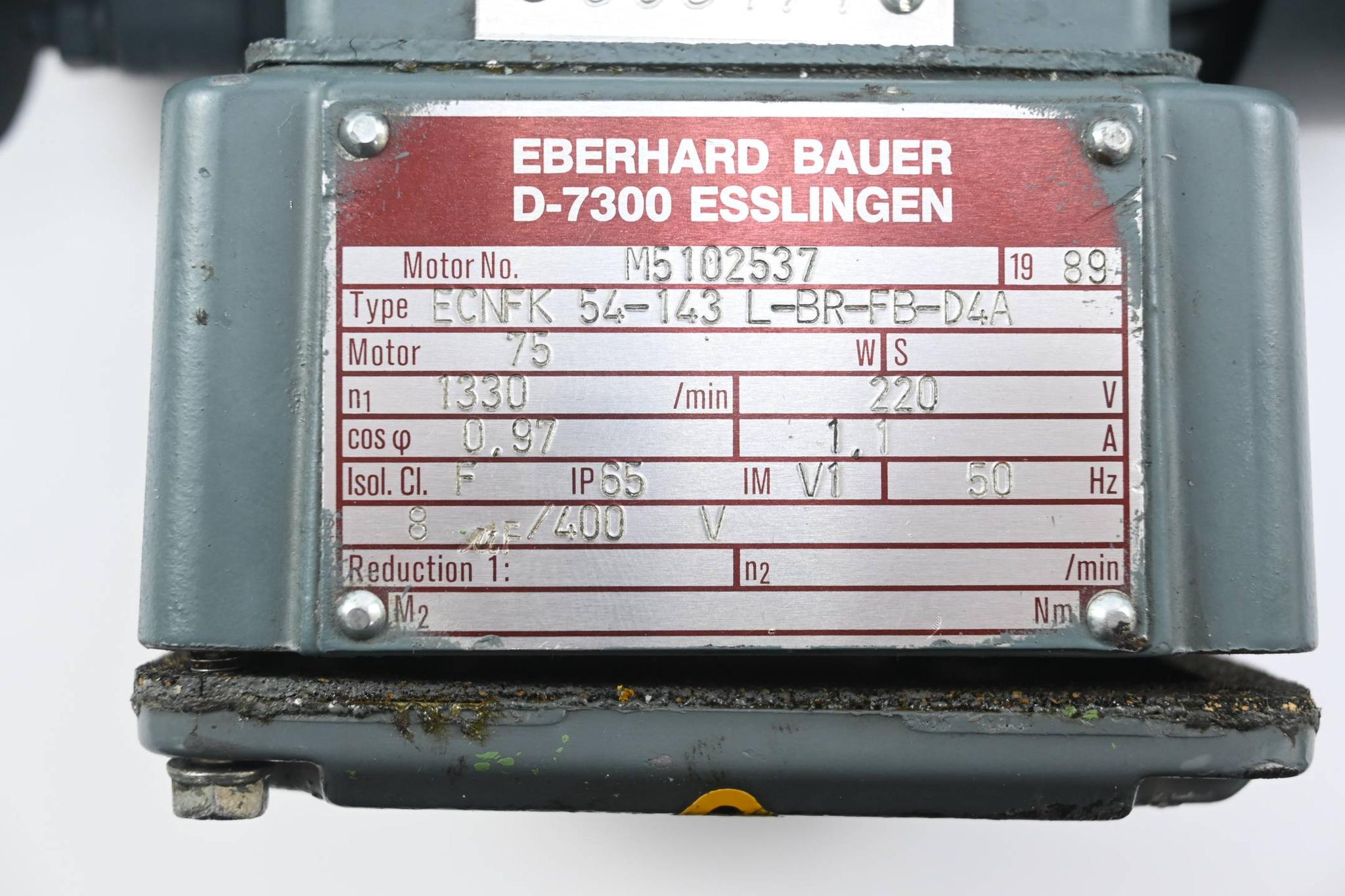 Produktfoto 3 von Eberhard Bauer Motor ECNFK 54-143 L-BR-FB-D4A ( 220V 1,1A 1330/min )