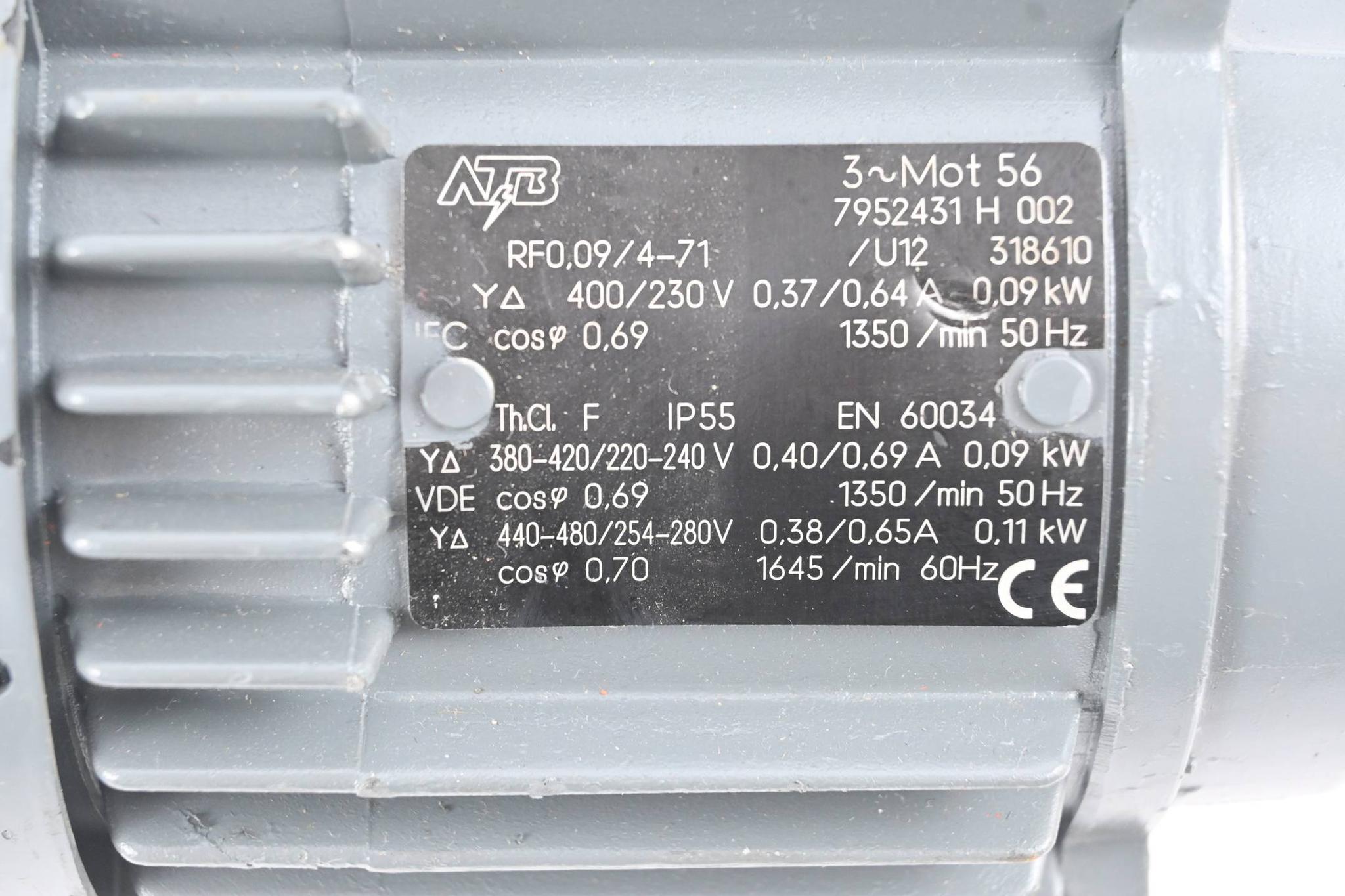 Produktfoto 3 von ATB 3~ Motor RF0,09/4-71 ( 0,37/0,64A 0,09kW 1350/min )