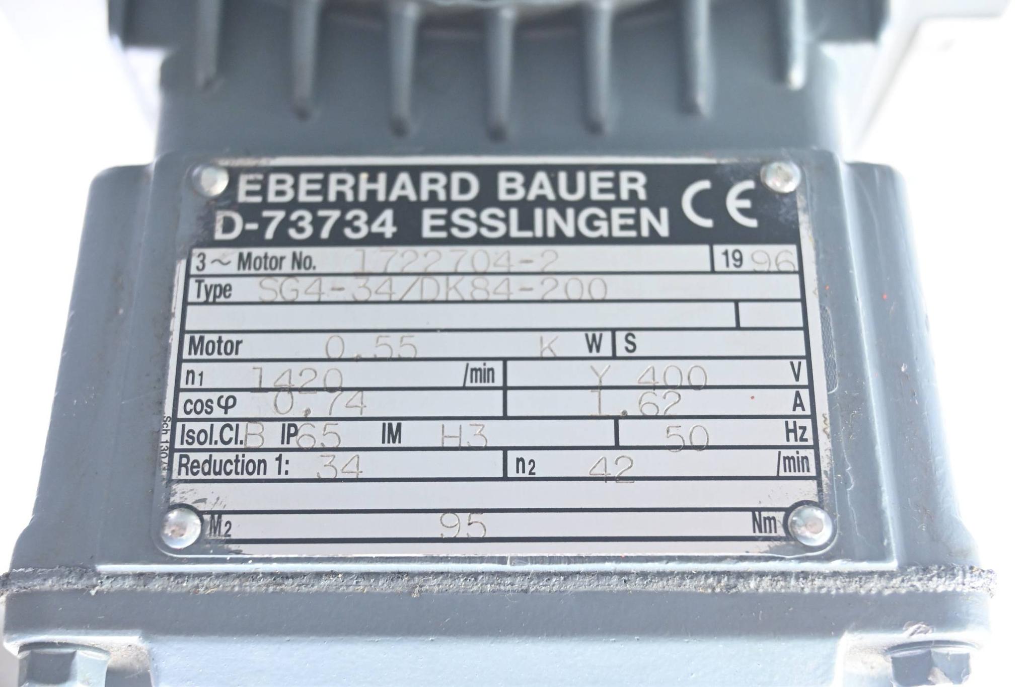 Produktfoto 2 von Eberhard Bauer Getriebemotor SG4-34/DK84-200 ( 0,55kW 0,74-1,62A 1420/min )