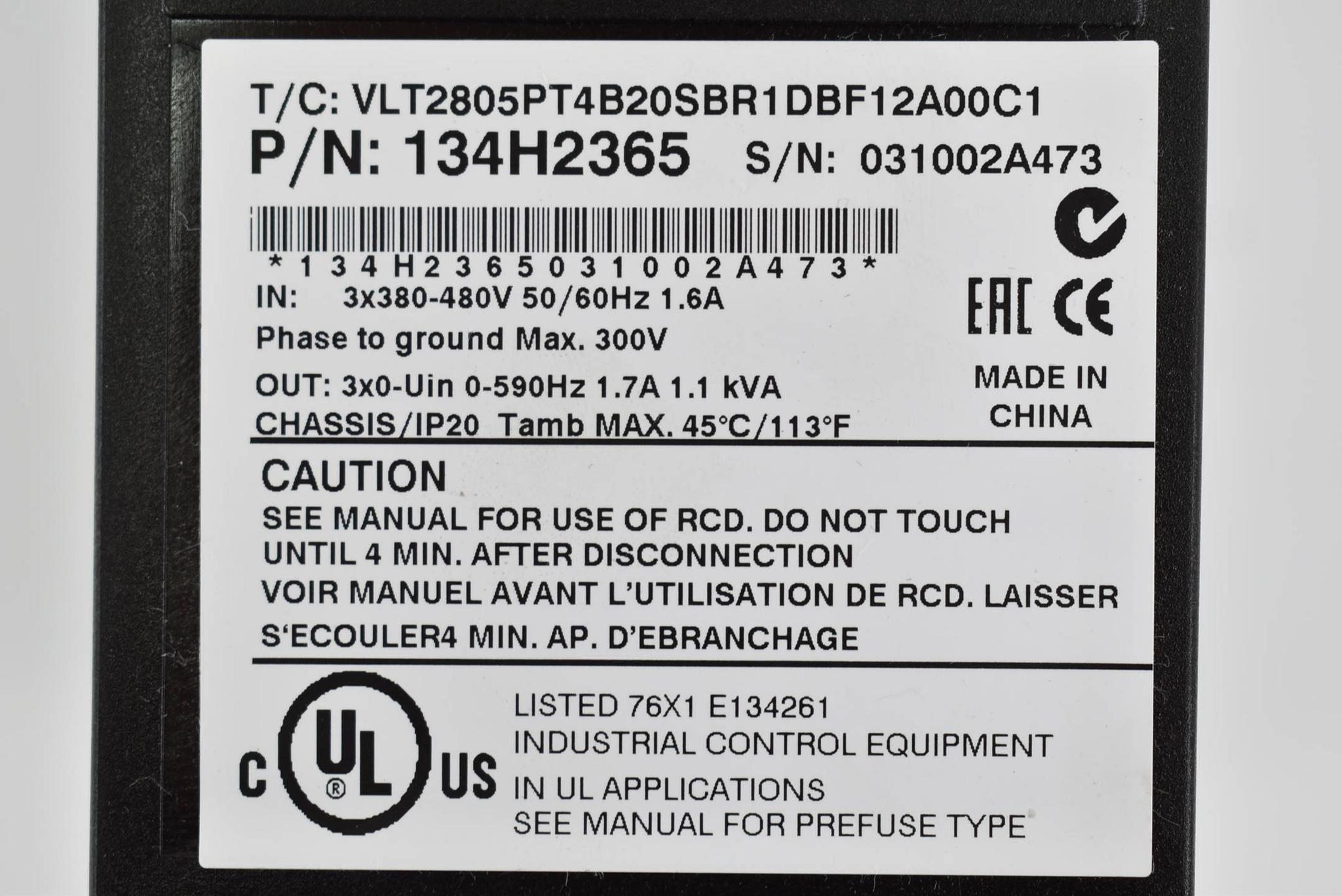 Produktfoto 2 von Danfoss VLT 2800 Frequenzumrichter VLT2805PT4B20SBR1DBF12A00C1 ( 134H2365 )