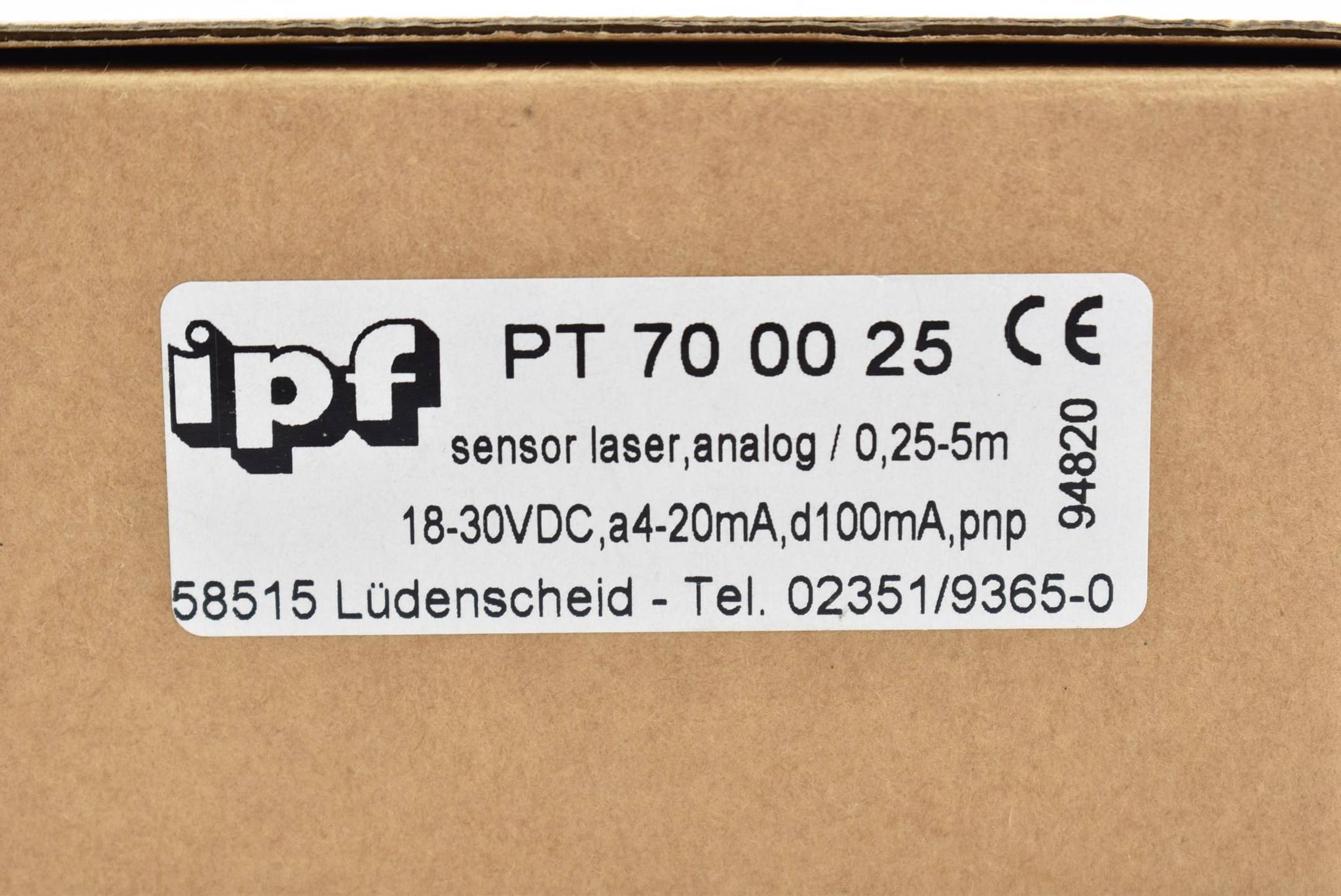 Produktfoto 3 von IPF electronic Sensor Laser analog 0,25-5 m 18-30 VDC 4-20 mA PT700025