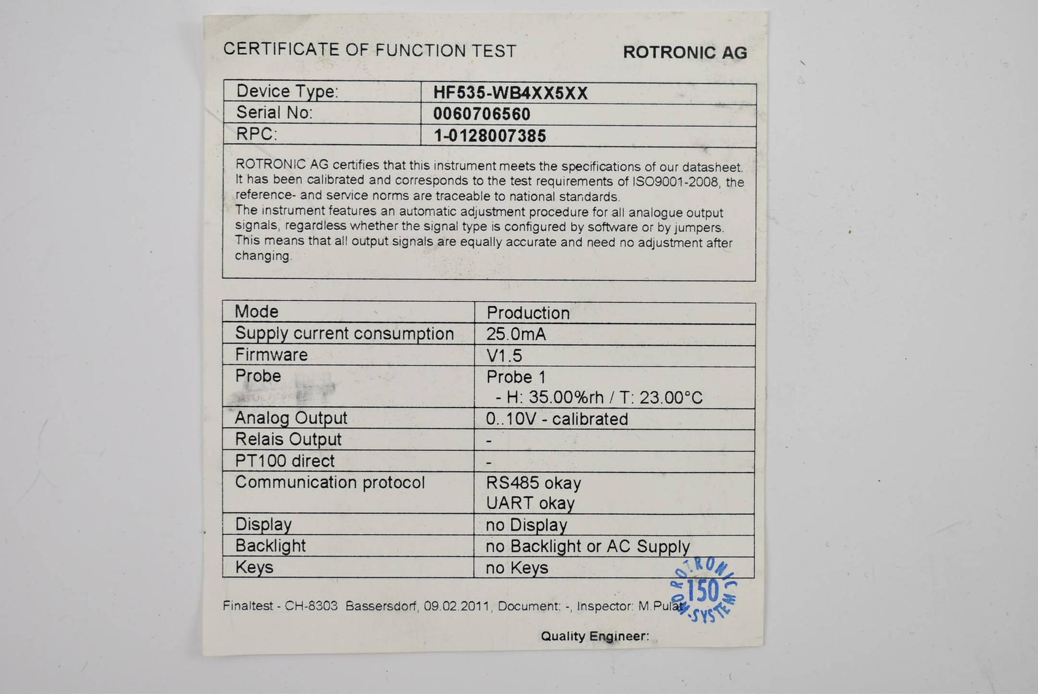 Produktfoto 2 von Rotronic HygroFlex Messumformer 15-40VDC 12-28VAC HF535-WB4XX5XX