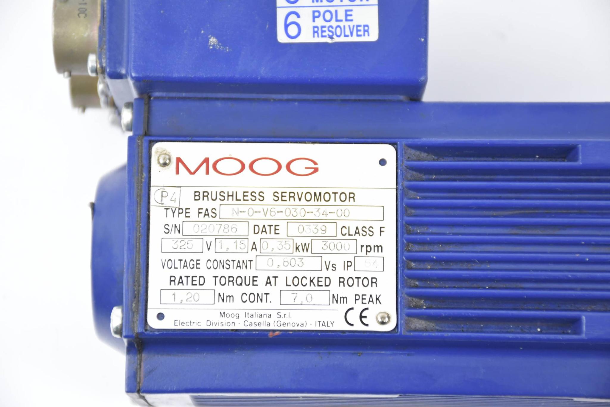 Produktfoto 2 von MOOG Brushless Servomotor N-0-V6-030-34-00