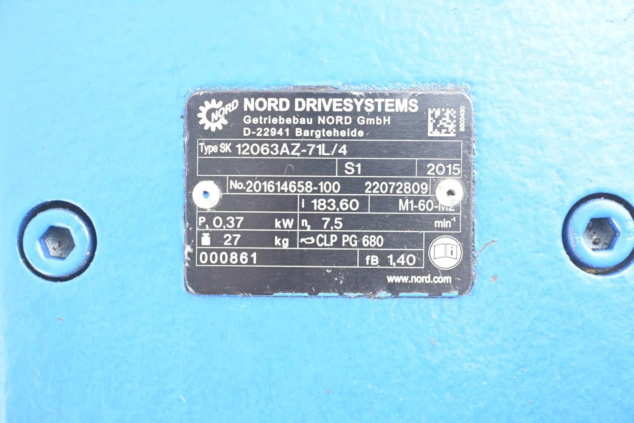 Produktfoto 2 von Nord 3~ Motor SK71L/4-32711500 inkl. Nord Getriebe 12063AZ-71L/4