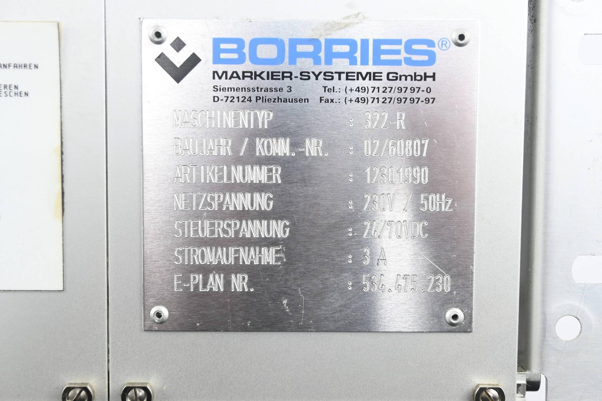 Produktfoto 2 von Borries Markier-Systeme 322-R ( 12301990 ) SYS84TE/19"/BO3