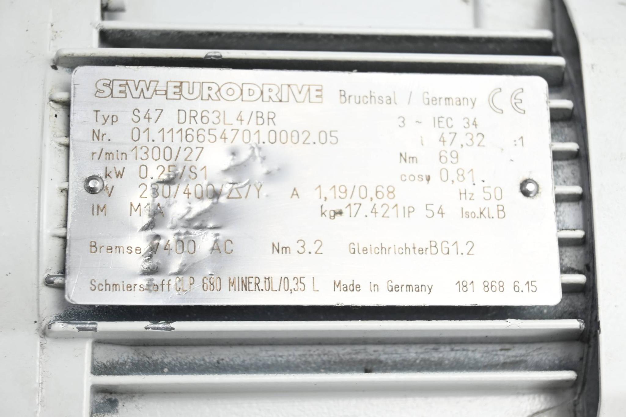 Produktfoto 2 von SEW Eurodrive Getriebemotor S47 DR63L4/BR ( S47DR63L4/BR )