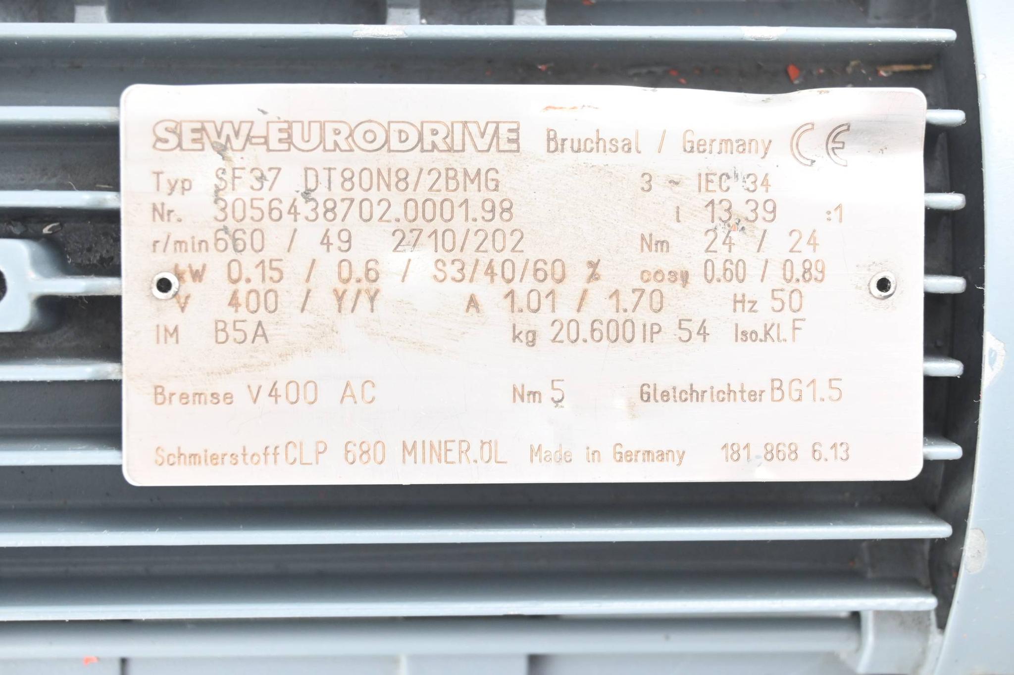 Produktfoto 2 von SEW Eurodrive Getriebemotor SF37DT80N8/2BMG ( SF37 DT80N8/2BMG )