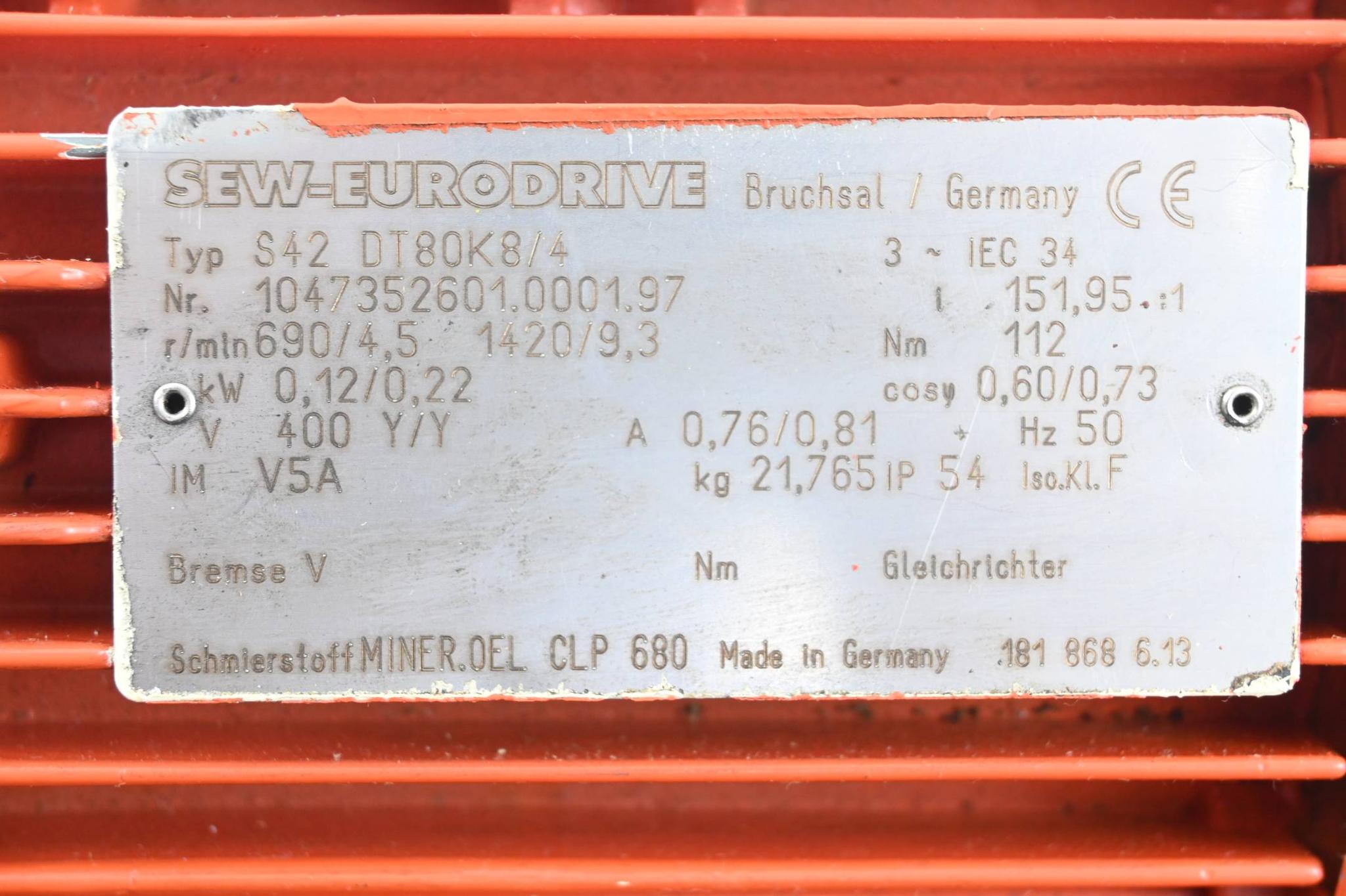 Produktfoto 2 von SEW Eurodrive Getriebemotor S42DT80K8/4 ( S42 DT80K8/4 )