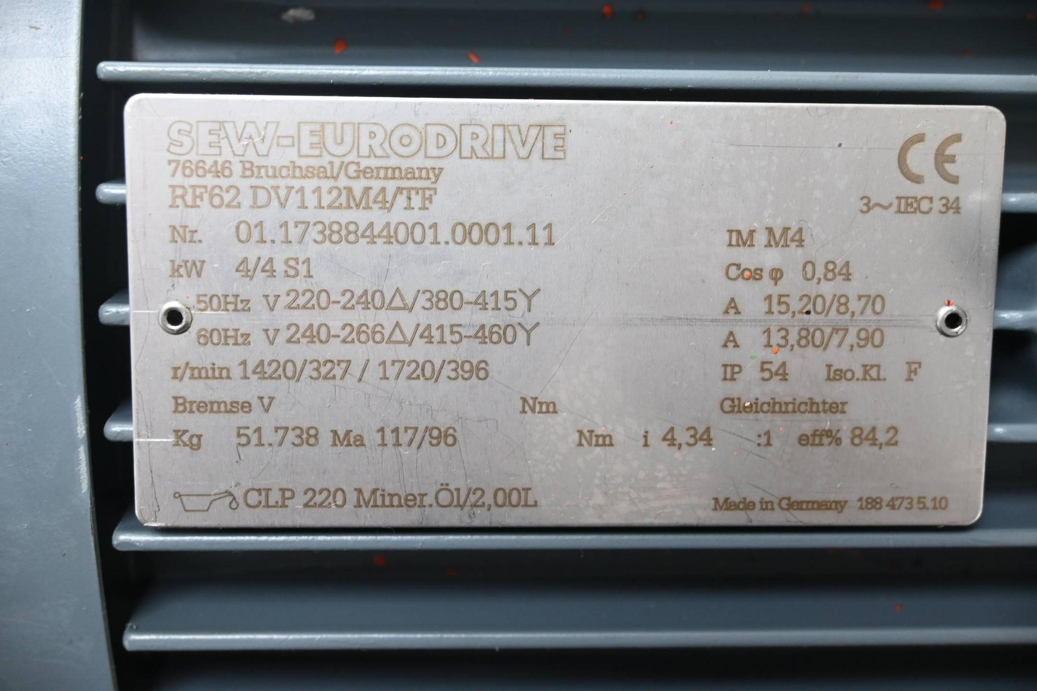 Produktfoto 1 von SEW Eurodrive Getriebemotor RF62DV112M4/TF ( RF62 DV112M4/TF )