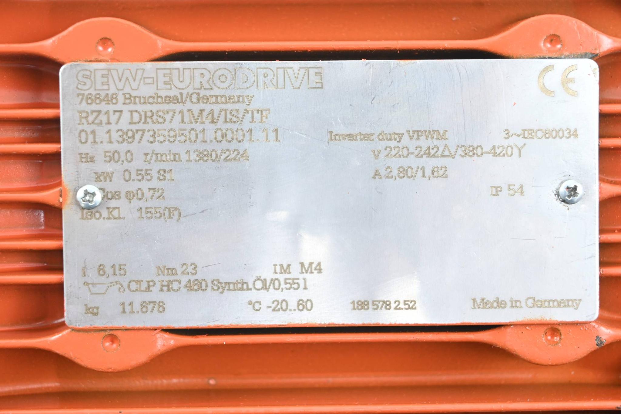 Produktfoto 2 von SEW Eurodrive Getriebemotor RZ17DRS71M4/IS/TF ( RZ17 DRS71M4/IS/TF )