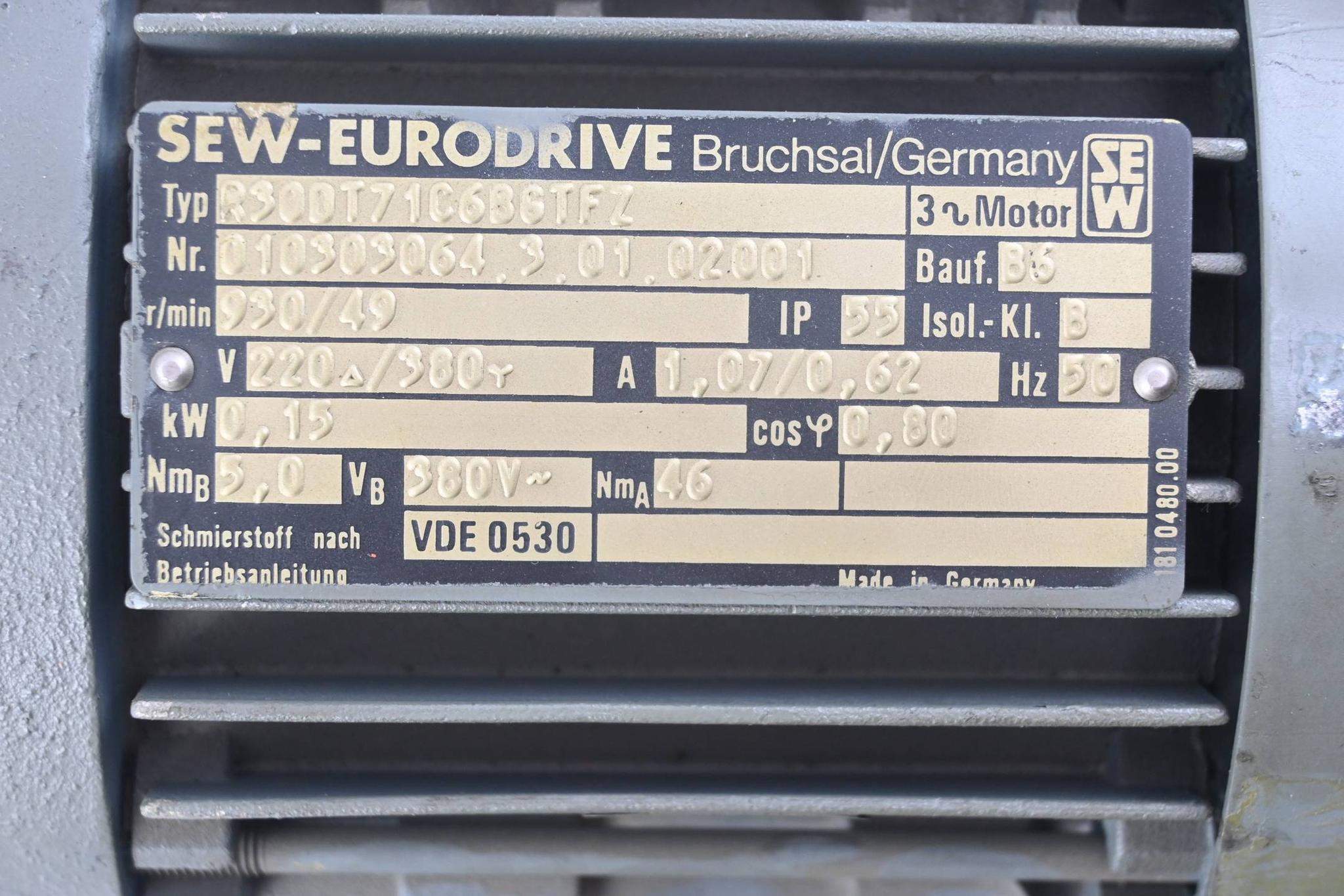 Produktfoto 2 von SEW Eurodrive Getriebemotor R30DT71C6B6TF2 ( R30 DT71C6B6TF2 )